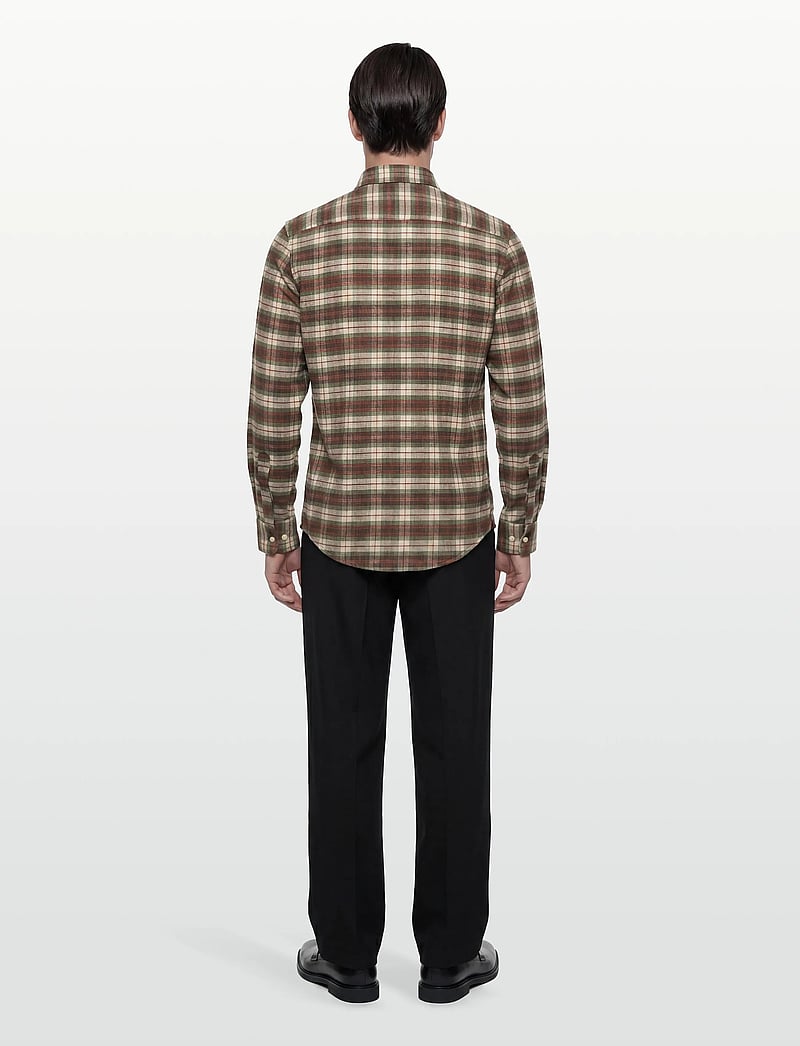 Morris - Flannel Check Shirt-Slim Fit - flannel shirts - olive - 4