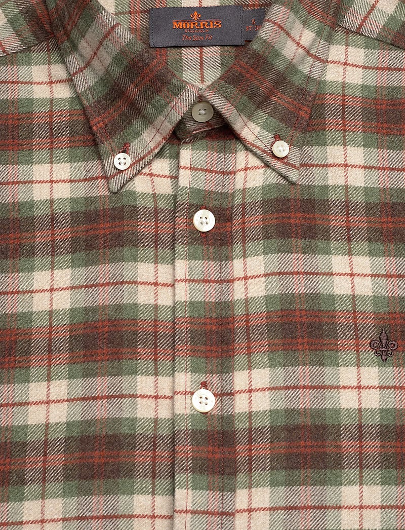 Morris - Flannel Check Shirt-Slim Fit - flannel shirts - olive - 5