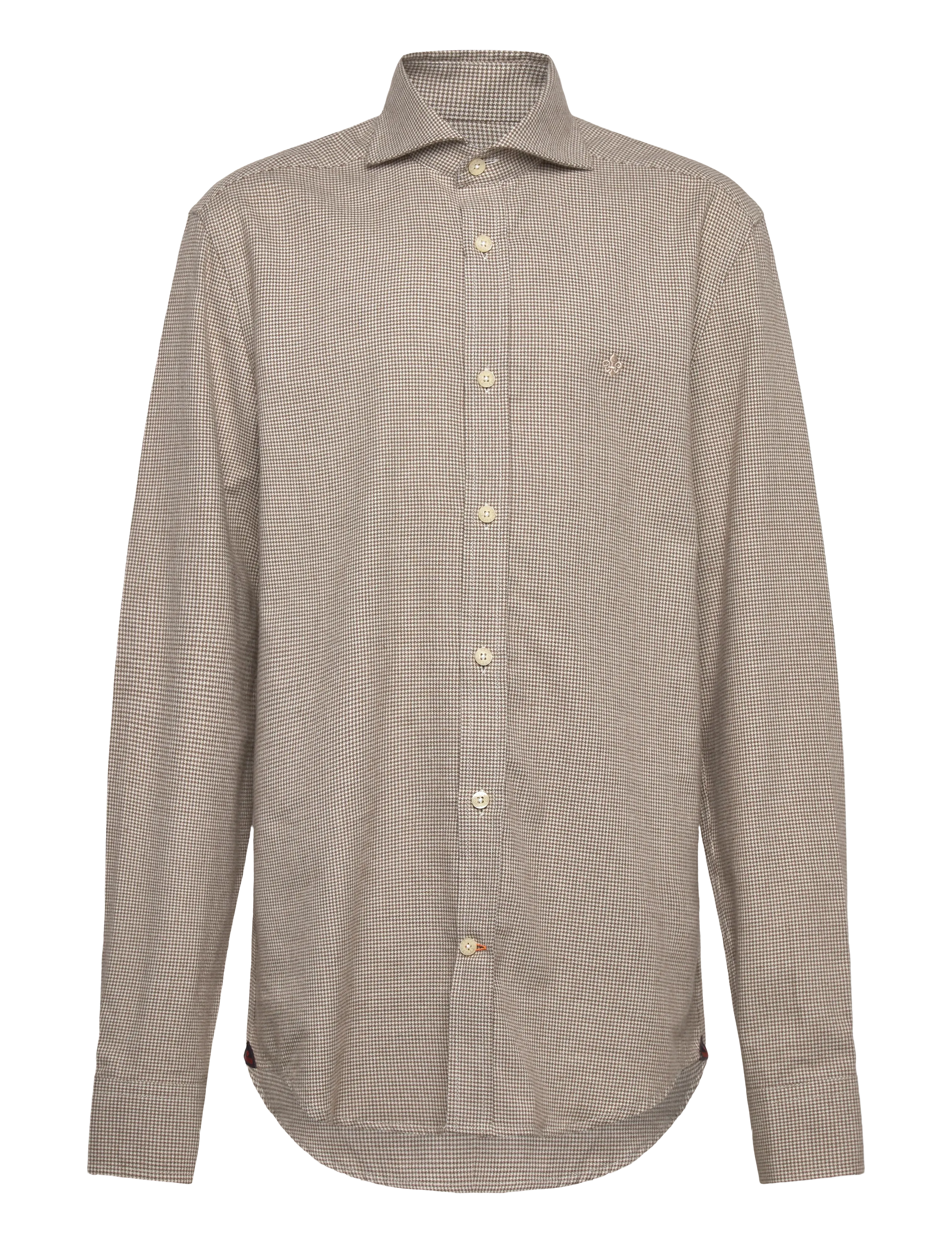 Morris - Soft Twill Dogtooth Shirt-Slim Fit - ternede skjorter - brown - 1
