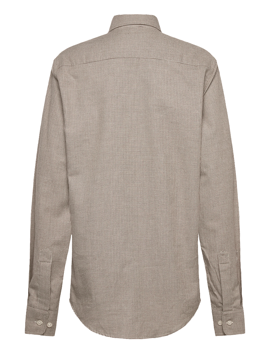 Morris - Soft Twill Dogtooth Shirt-Slim Fit - ternede skjorter - brown - 2
