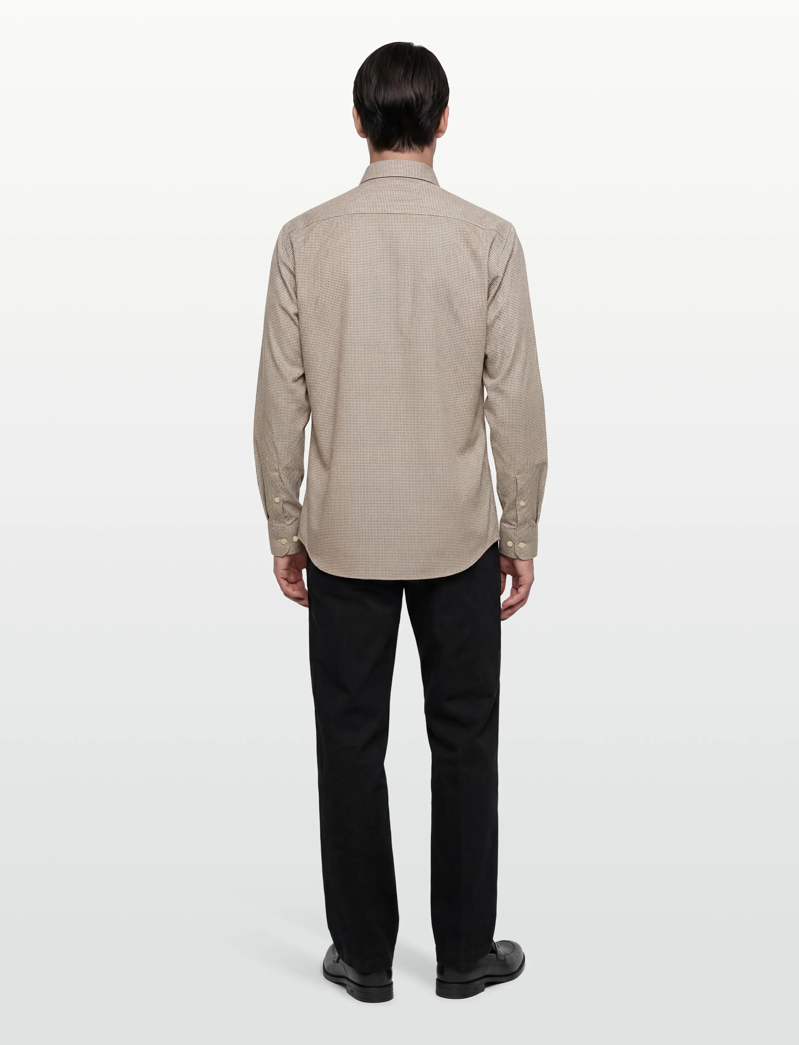 Morris - Soft Twill Dogtooth Shirt-Slim Fit - ternede skjorter - brown - 4
