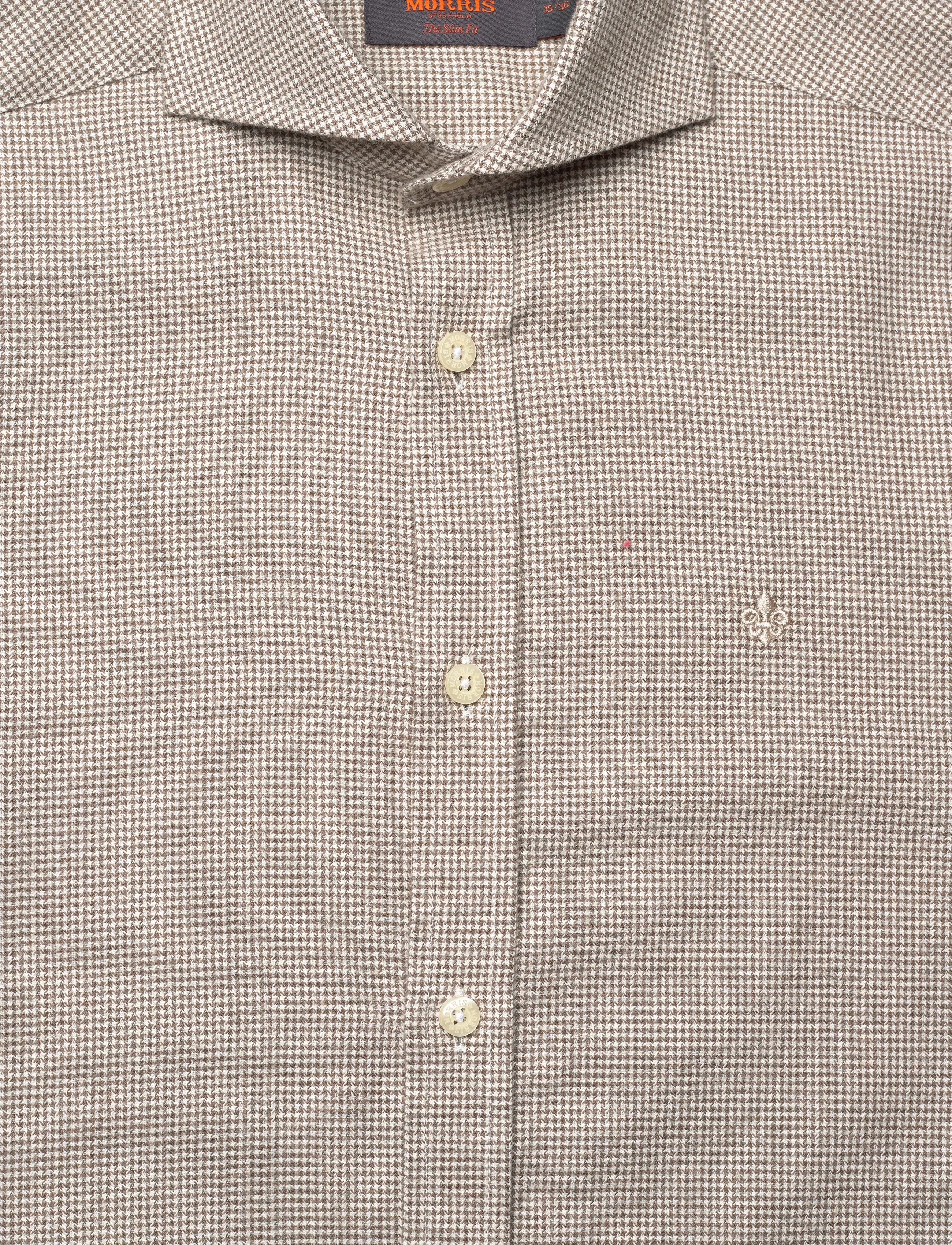 Morris - Soft Twill Dogtooth Shirt-Slim Fit - ternede skjorter - brown - 5