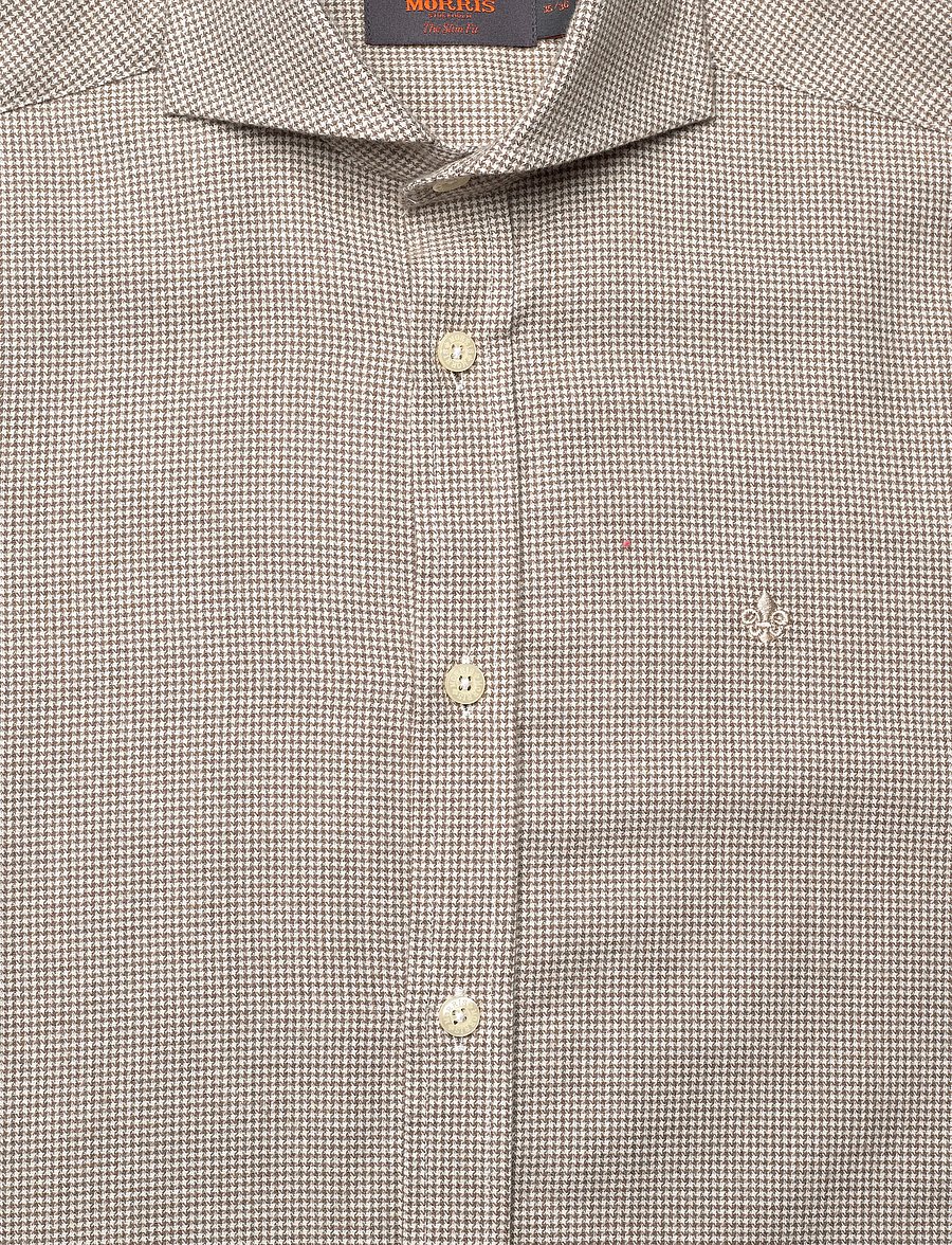 Morris - Soft Twill Dogtooth Shirt-Slim Fit - ternede skjorter - brown - 5
