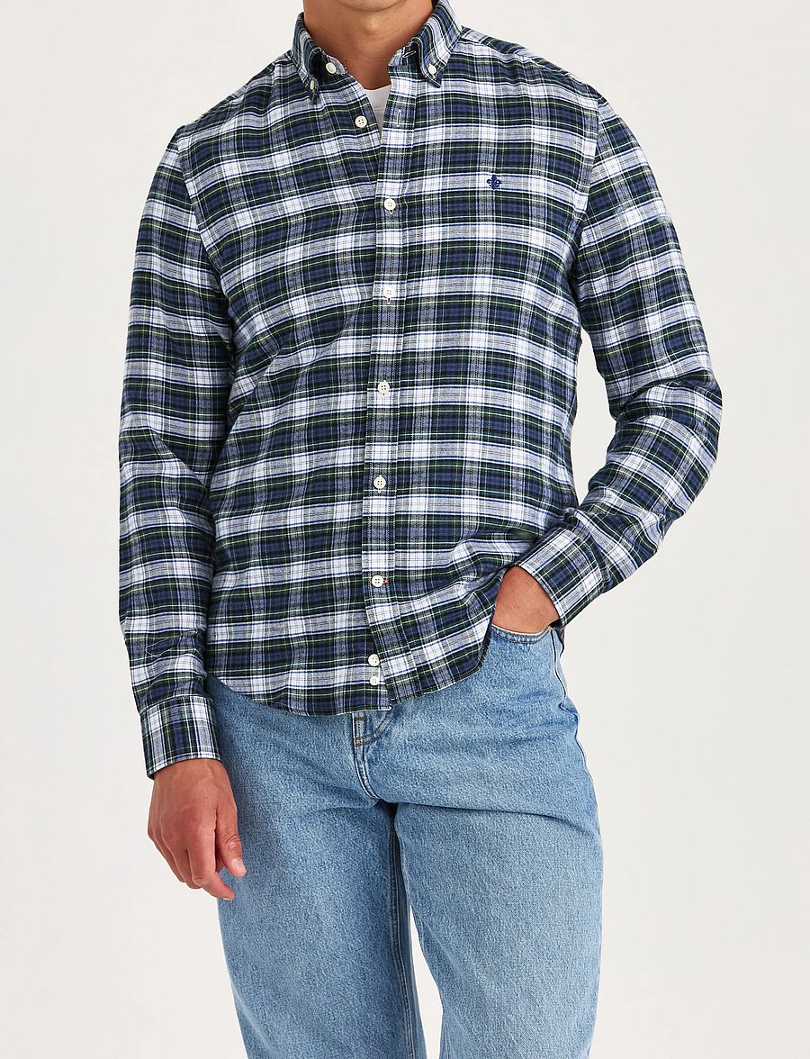 Morris - Soft Twill Tartan Shirt-Slim Fit - ternede skjorter - blue - 0