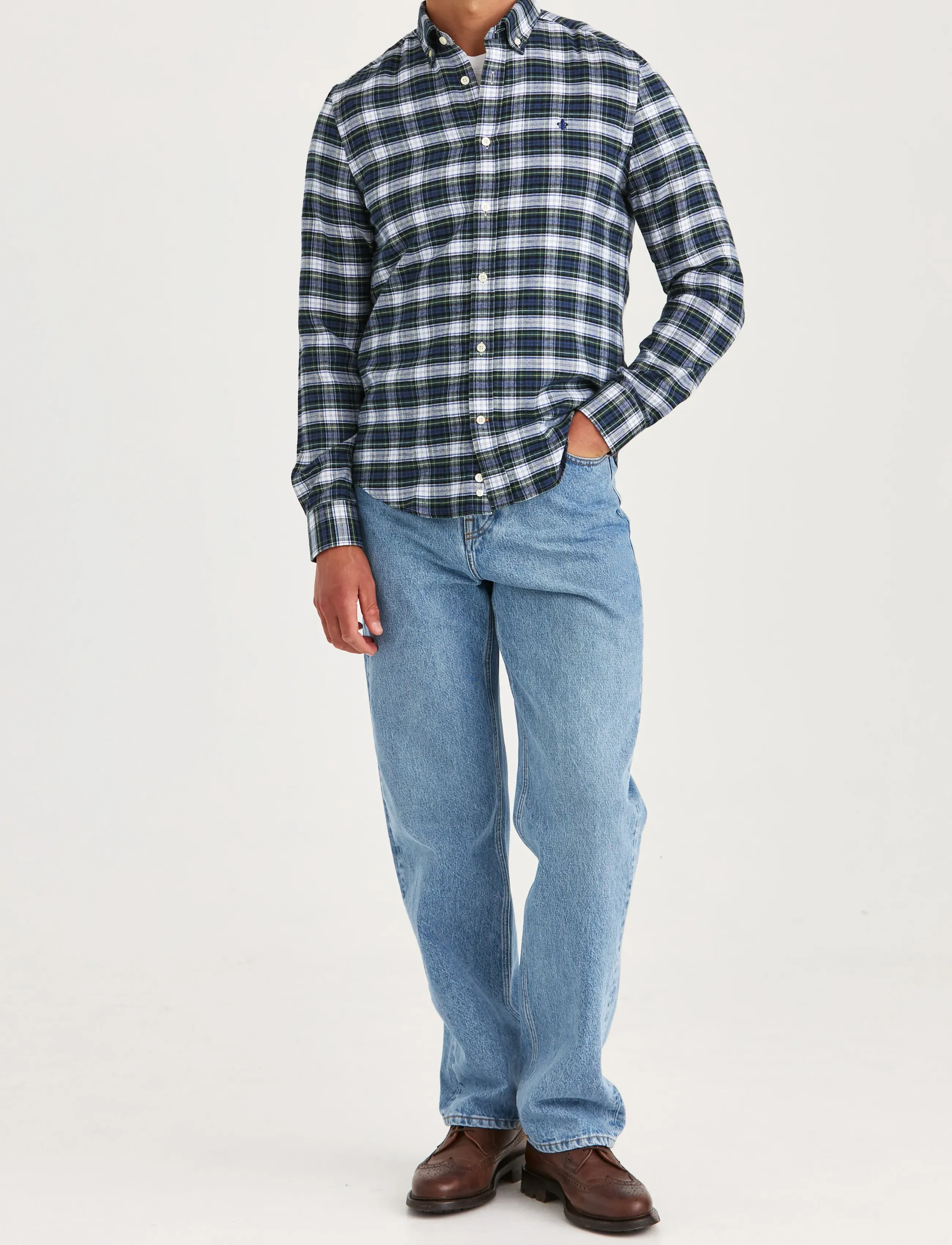 Morris - Soft Twill Tartan Shirt-Slim Fit - ternede skjorter - blue - 3