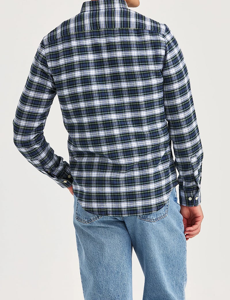 Morris - Soft Twill Tartan Shirt-Slim Fit - ternede skjorter - blue - 4