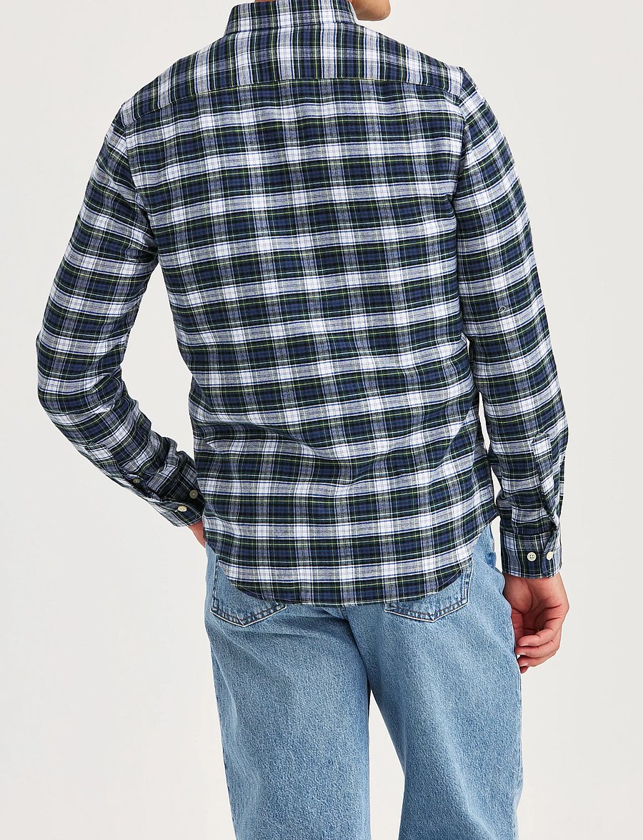 Morris - Soft Twill Tartan Shirt-Slim Fit - ternede skjorter - blue - 4