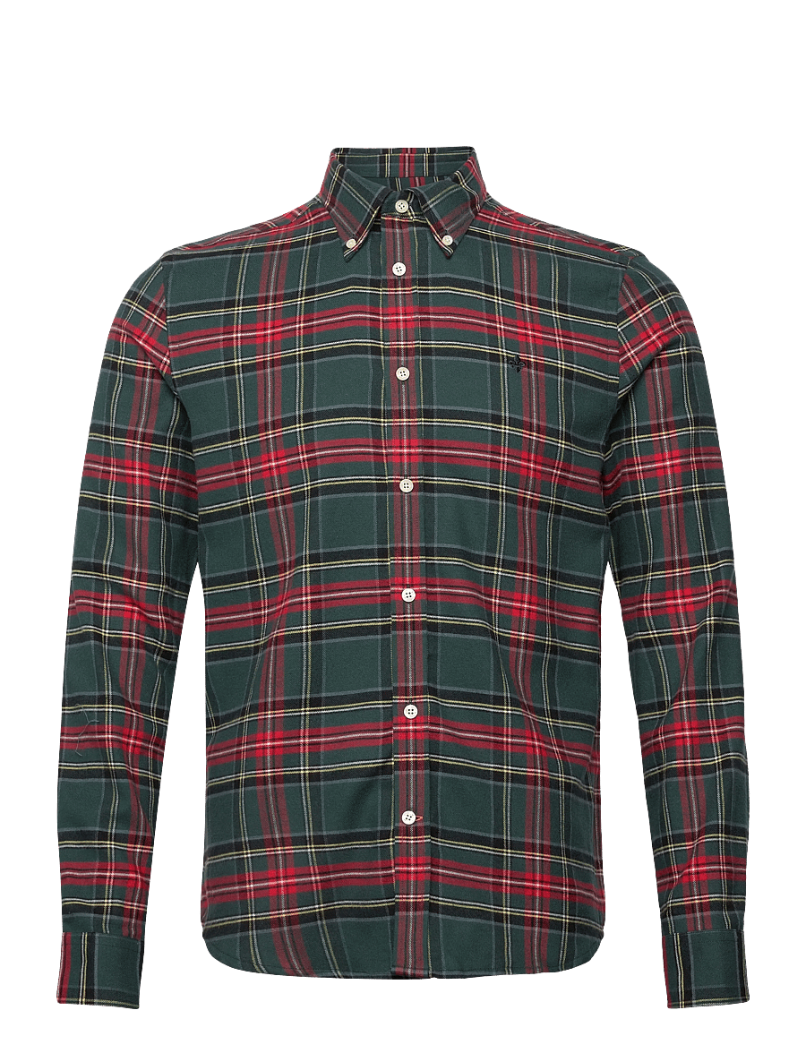 Morris - Soft Twill Tartan Shirt-Slim Fit - ternede skjorter - green - 1