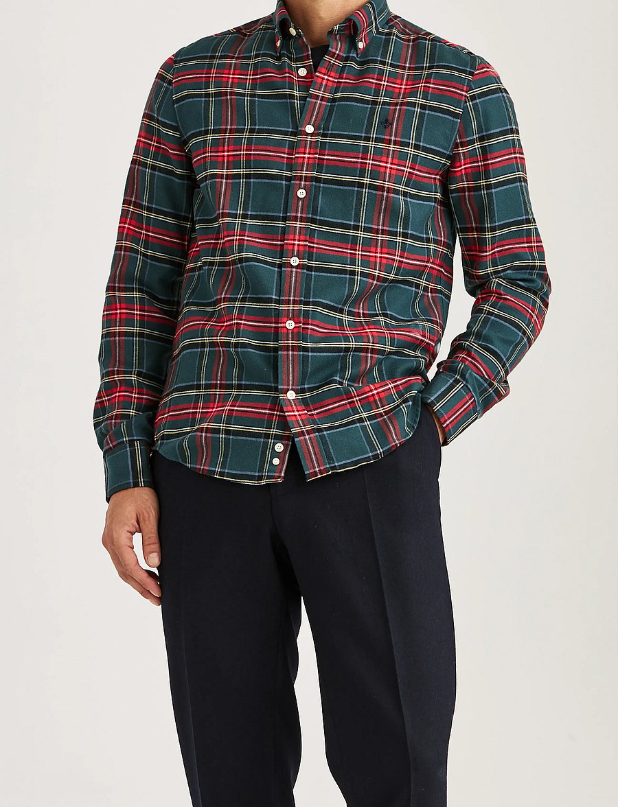 Morris - Soft Twill Tartan Shirt-Slim Fit - ternede skjorter - green - 0