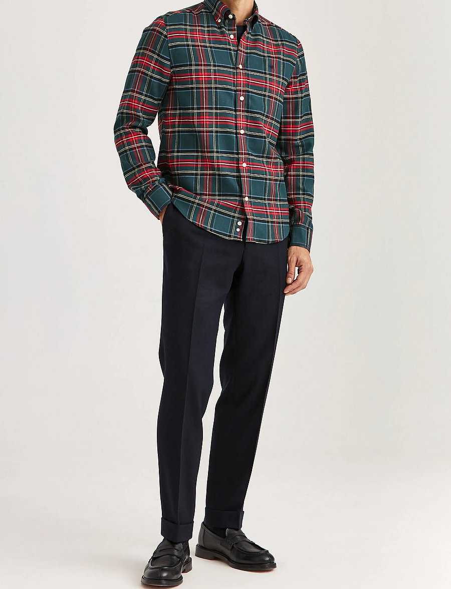 Morris - Soft Twill Tartan Shirt-Slim Fit - ternede skjorter - green - 3