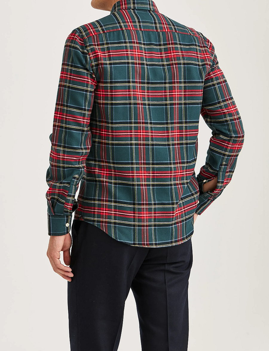 Morris - Soft Twill Tartan Shirt-Slim Fit - ternede skjorter - green - 4