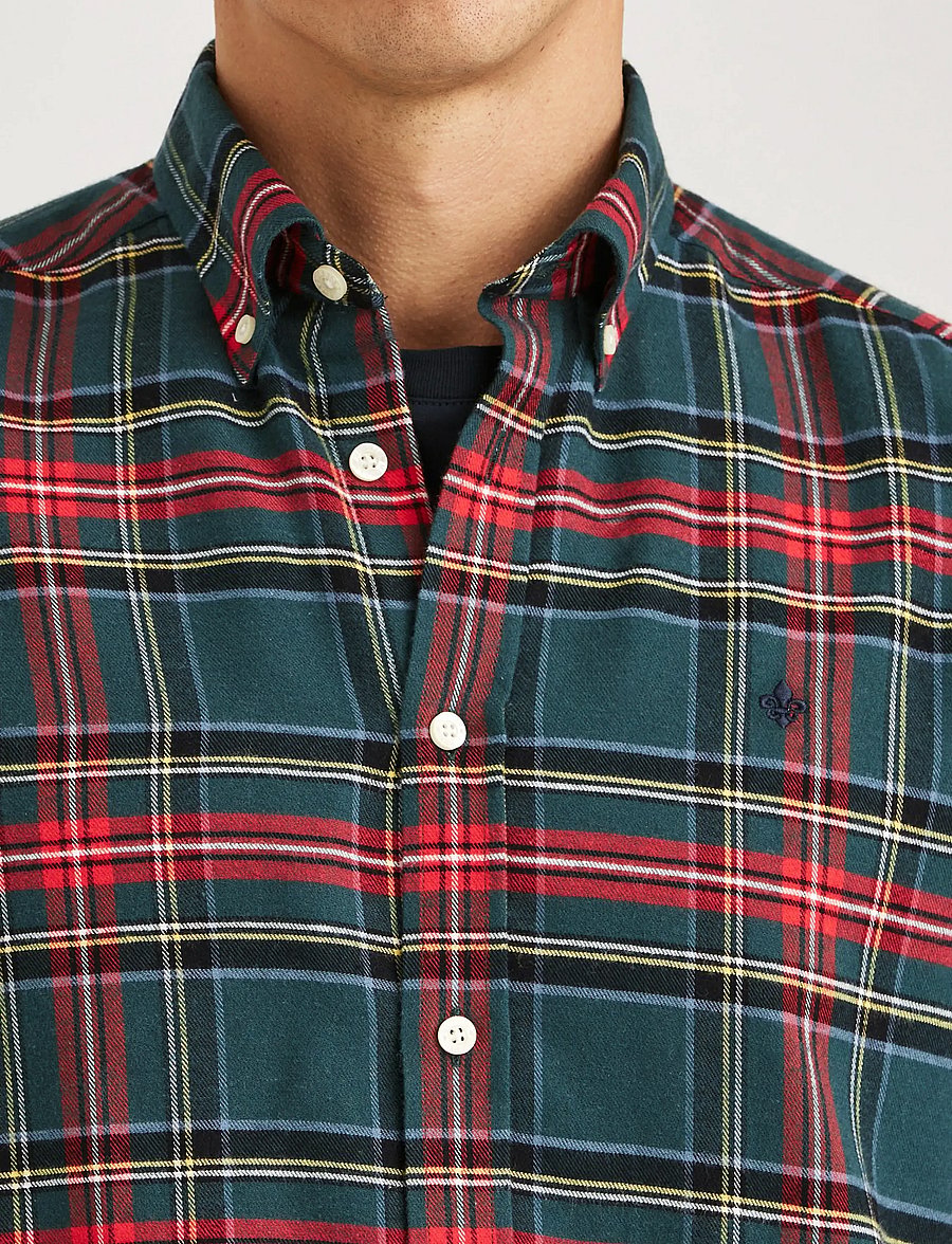 Morris - Soft Twill Tartan Shirt-Slim Fit - ternede skjorter - green - 5