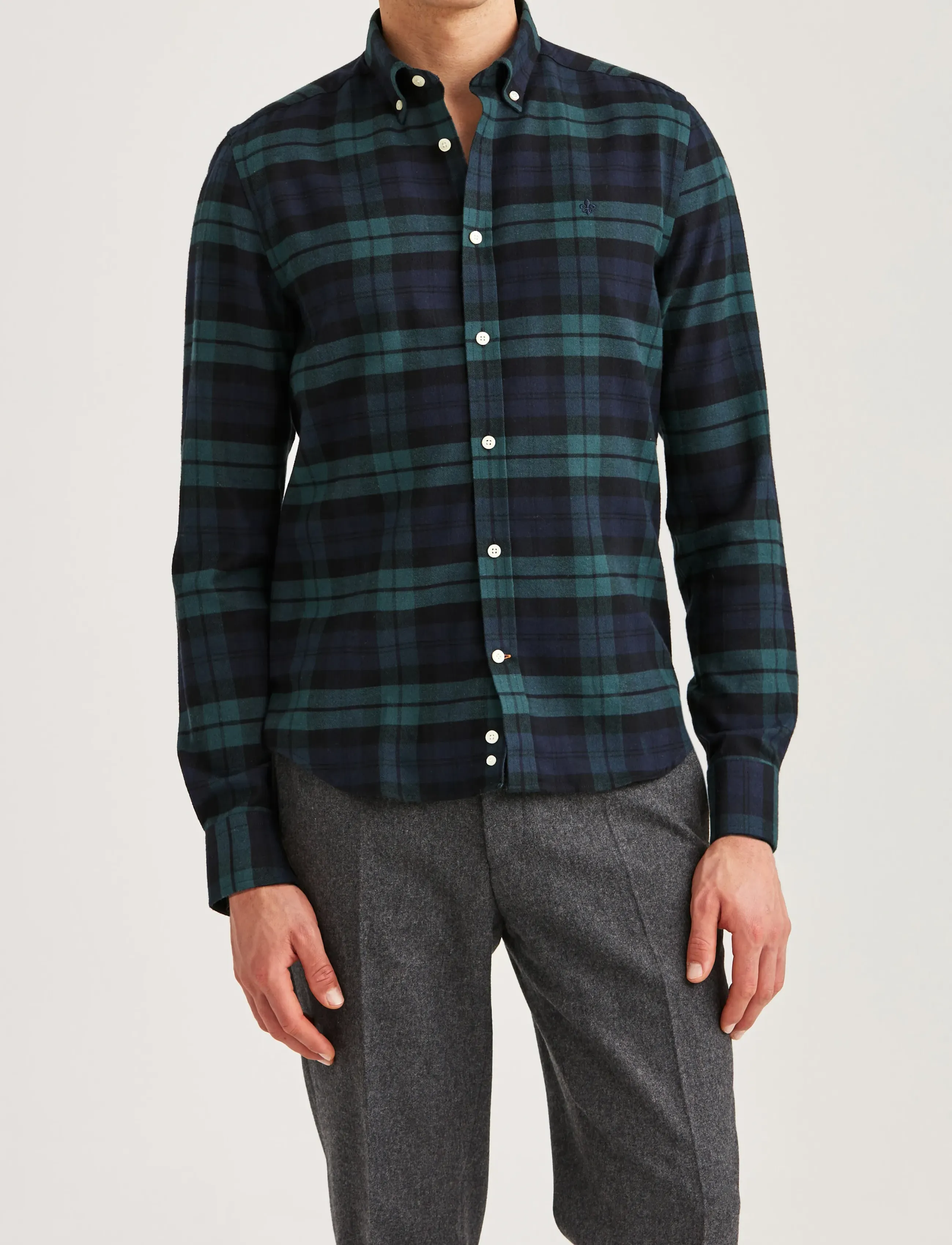 Morris Soft Twill Tartan Shirt-Slim Fit - Tøj - NAVY / multi