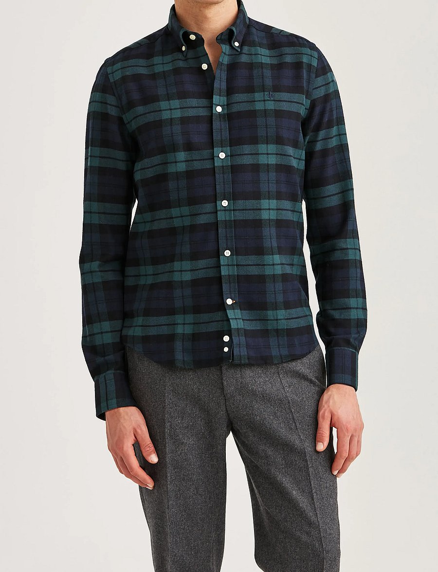 Morris - Soft Twill Tartan Shirt-Slim Fit - karierte hemden - navy - 0