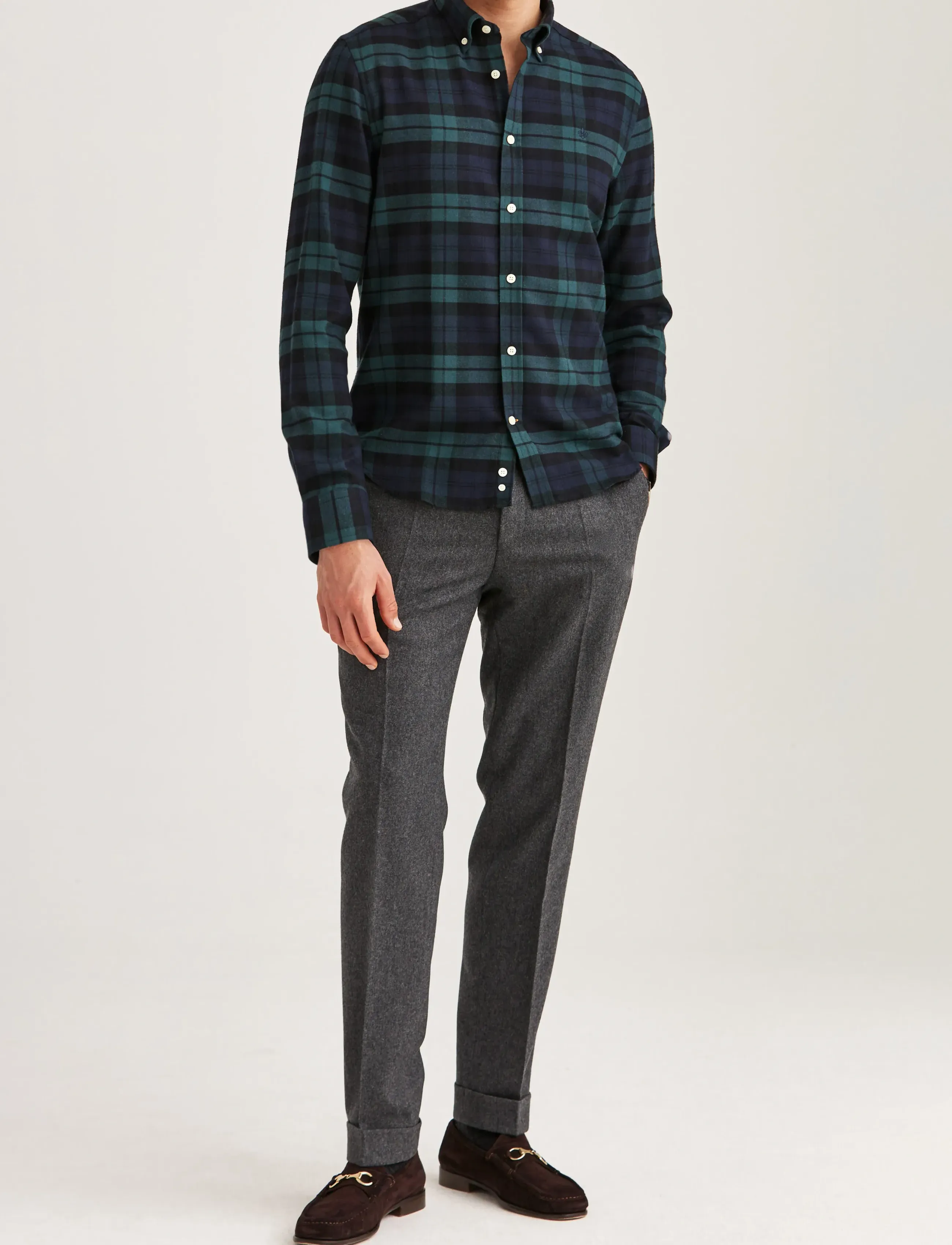 Morris - Soft Twill Tartan Shirt-Slim Fit - karierte hemden - navy - 3