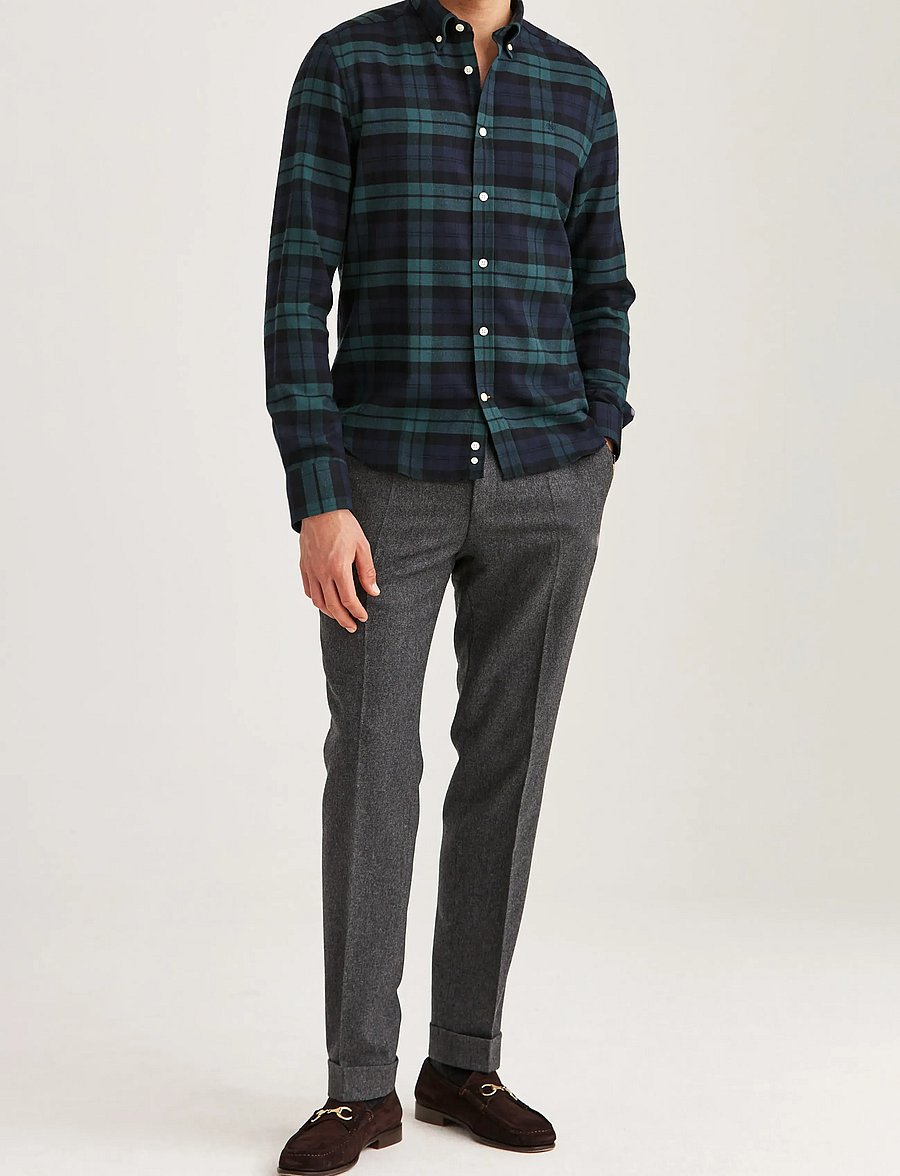 Morris - Soft Twill Tartan Shirt-Slim Fit - karierte hemden - navy - 3