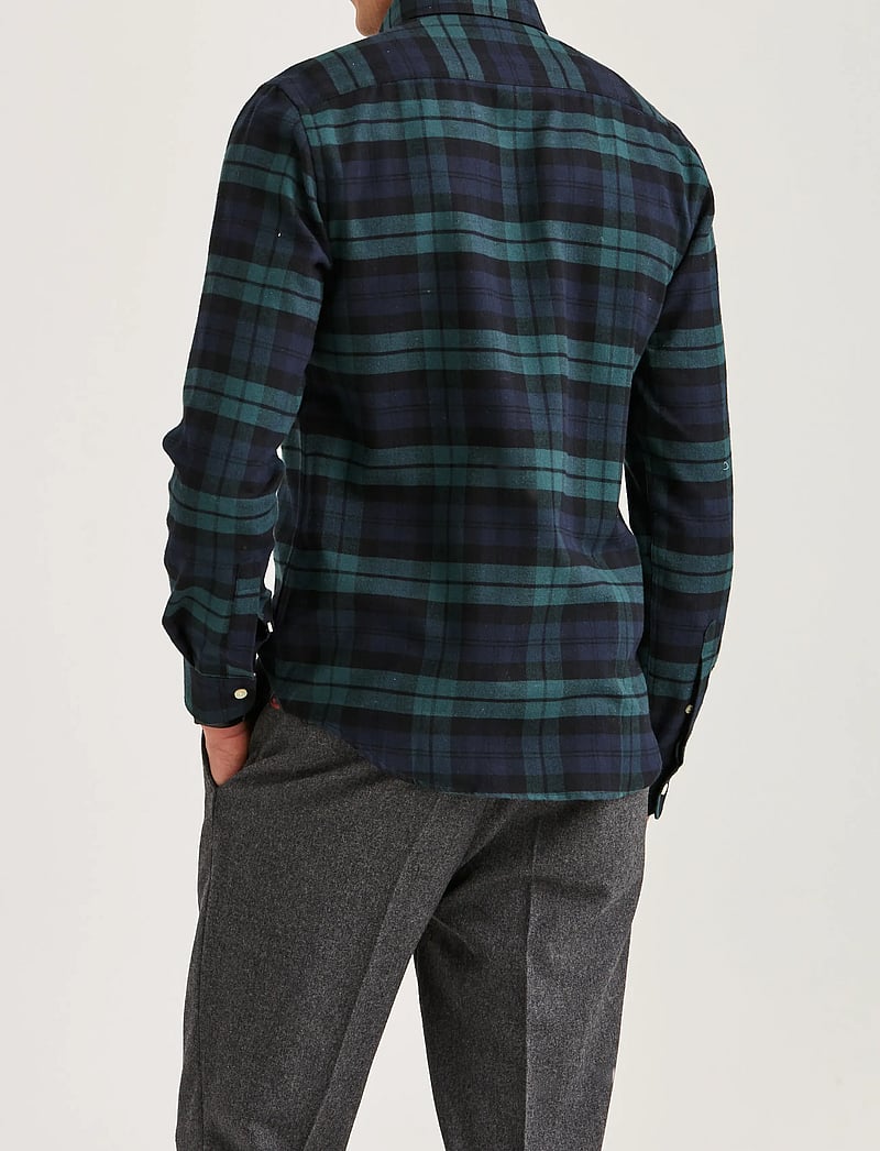 Morris - Soft Twill Tartan Shirt-Slim Fit - basic skjorter - navy - 4