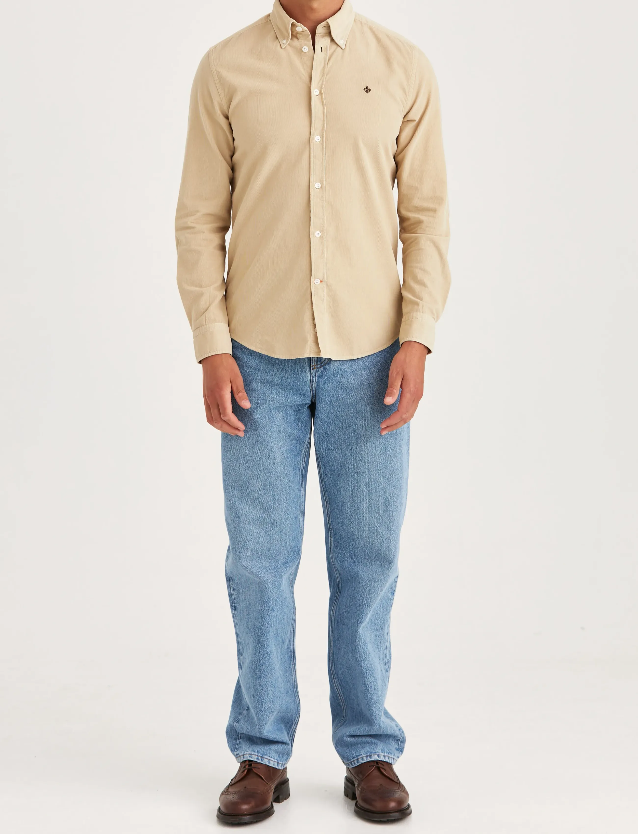 Morris - Douglas Cord Shirt-Slim Fit - flauelsskyrtur - khaki - 3