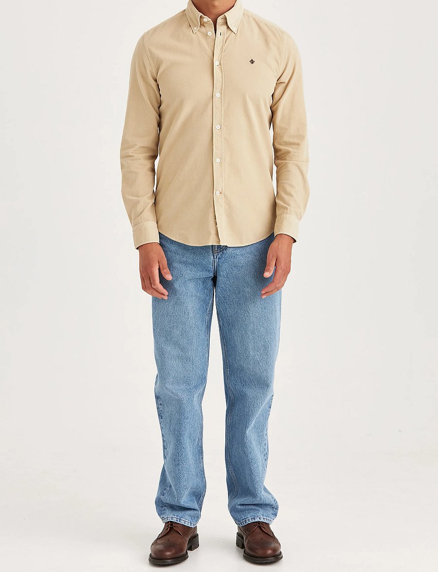 Morris - Douglas Cord Shirt-Slim Fit - kordfløyelsskjorter - khaki - 3