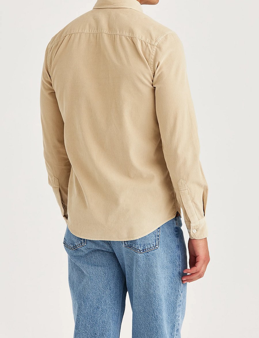 Morris - Douglas Cord Shirt-Slim Fit - kordfløyelsskjorter - khaki - 4