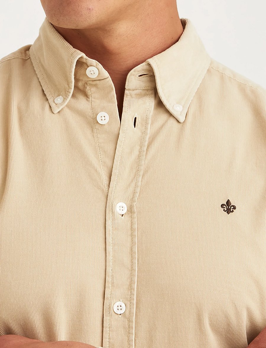 Morris - Douglas Cord Shirt-Slim Fit - kordfløyelsskjorter - khaki - 5