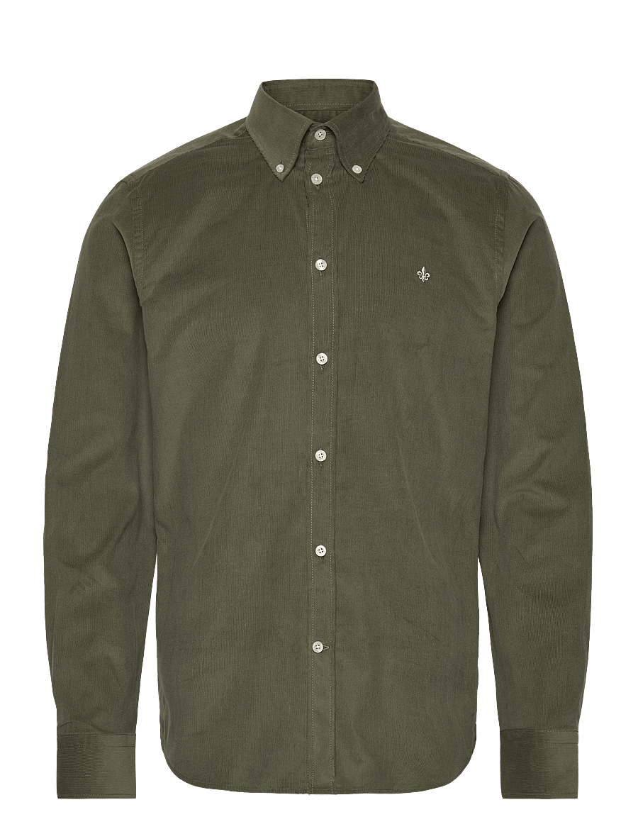 Morris - Douglas Cord Shirt-Slim Fit - kordfløyelsskjorter - olive - 1