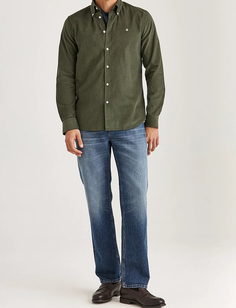 Morris - Douglas Cord Shirt-Slim Fit - fløjlsskjorter - olive - 3