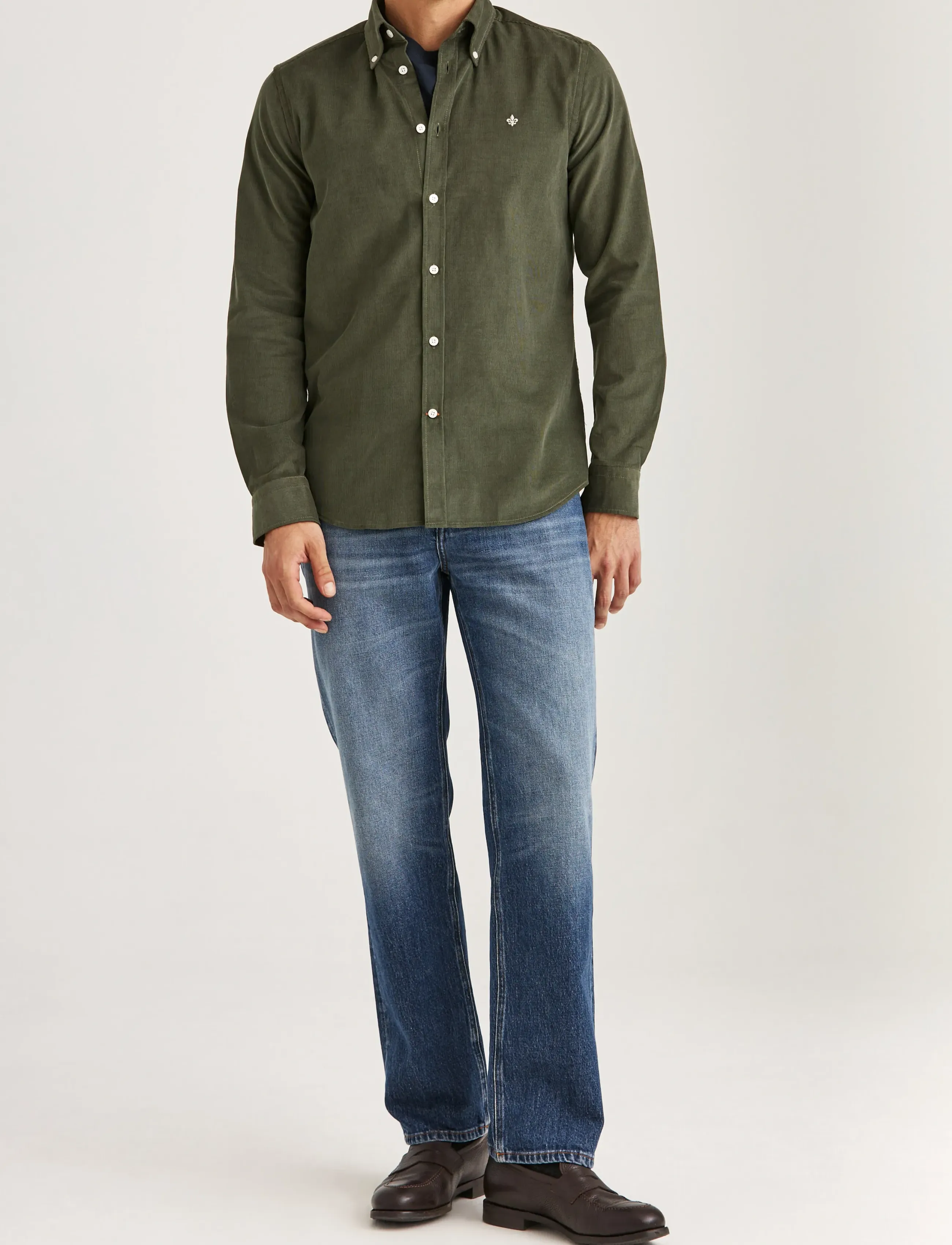 Morris - Douglas Cord Shirt-Slim Fit - corduroy shirts - olive - 3