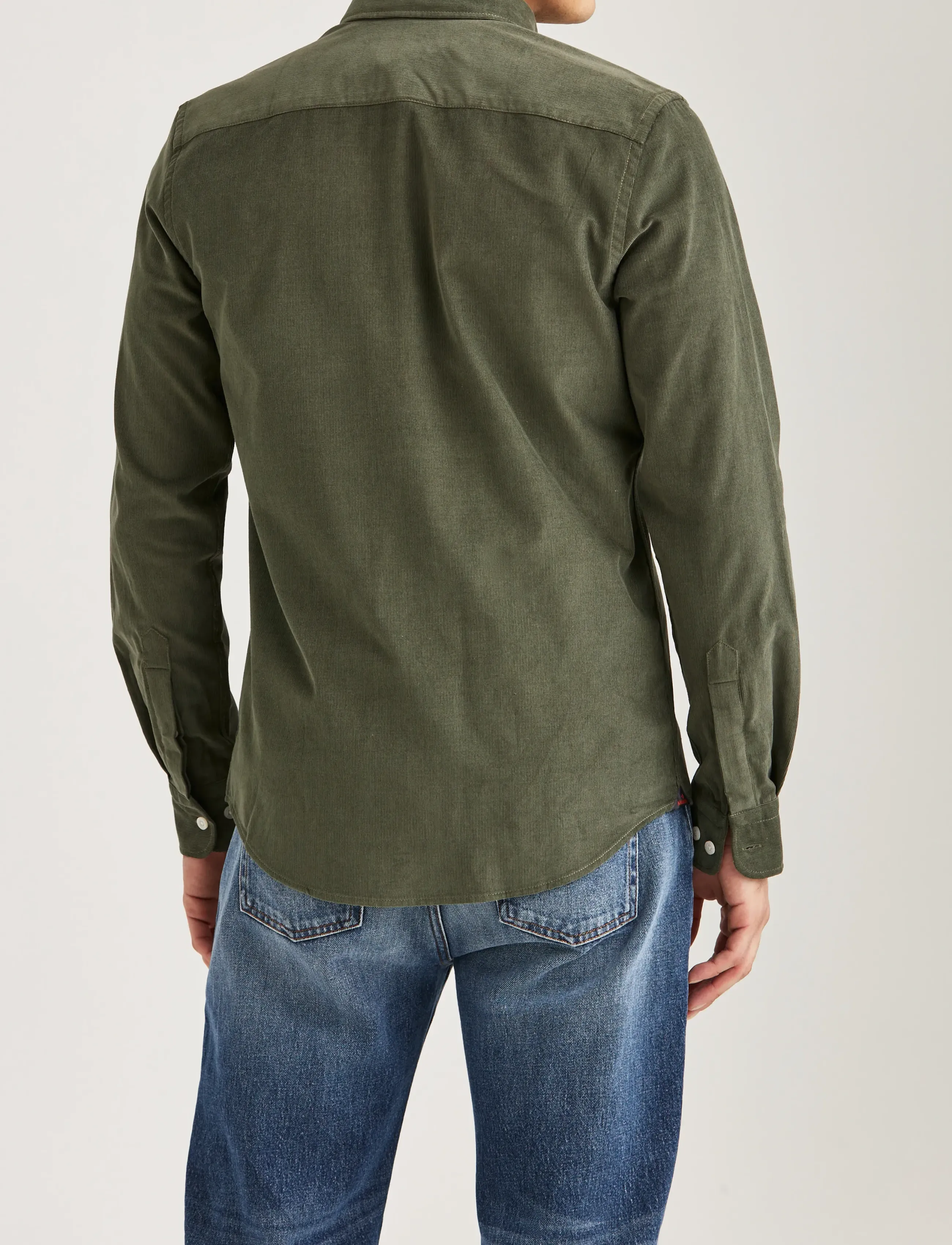 Morris - Douglas Cord Shirt-Slim Fit - corduroy shirts - olive - 4