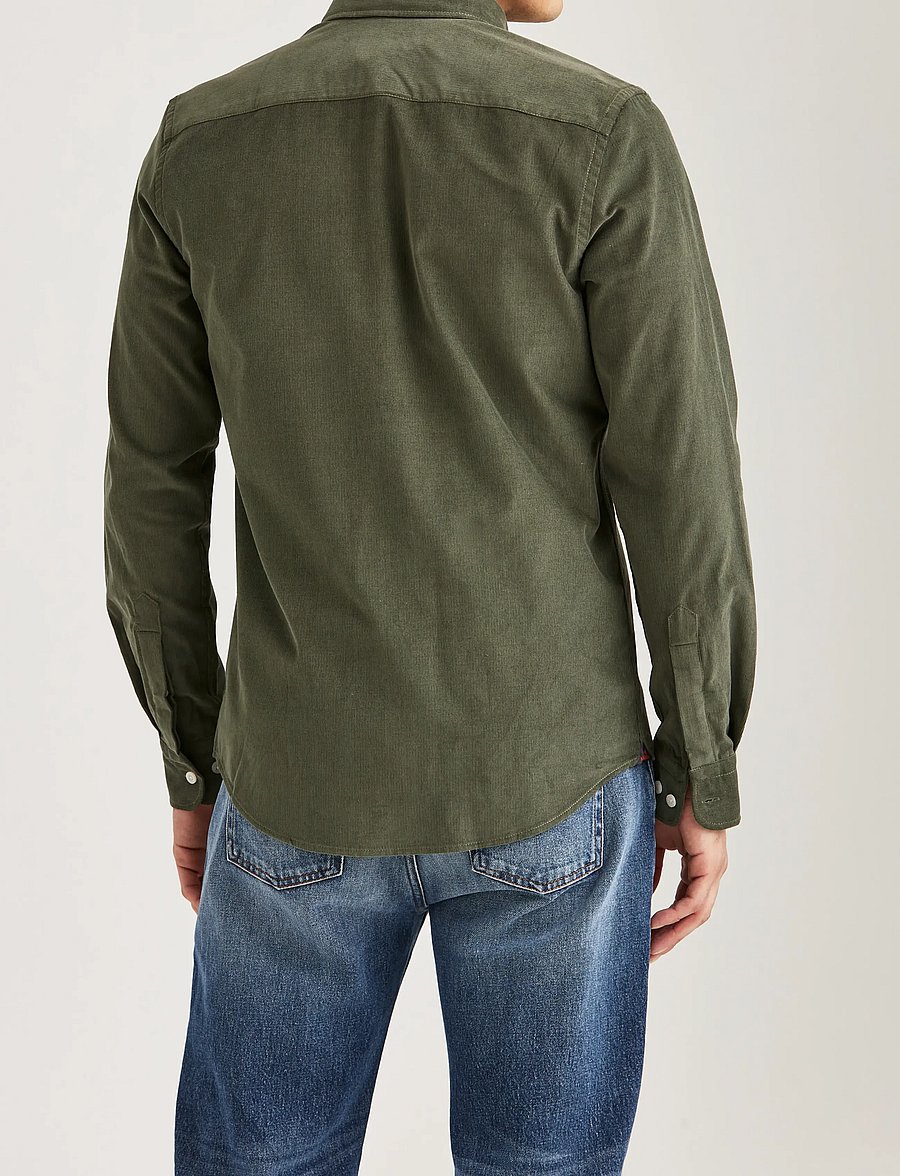 Morris - Douglas Cord Shirt-Slim Fit - kordfløyelsskjorter - olive - 4