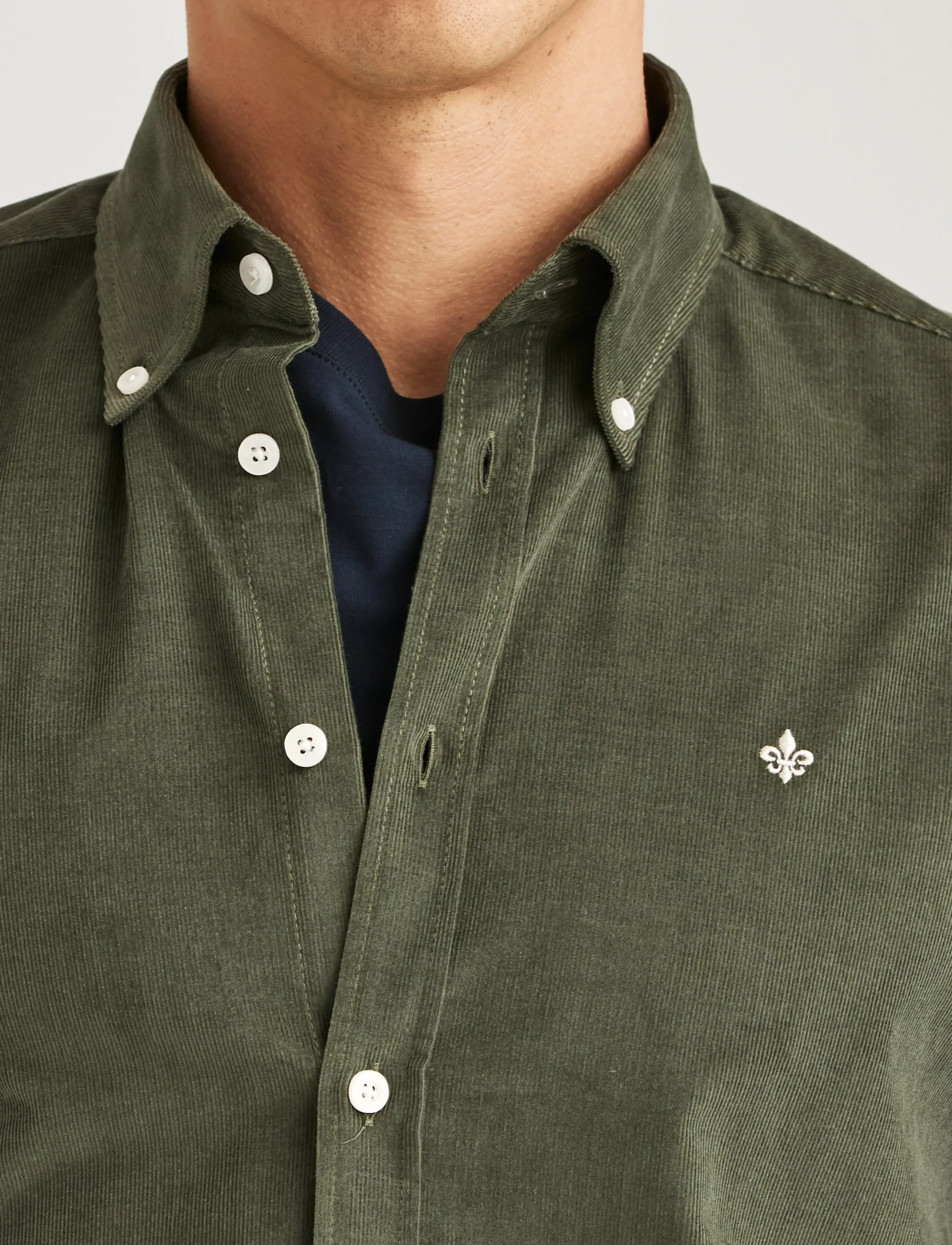 Morris - Douglas Cord Shirt-Slim Fit - corduroy shirts - olive - 5