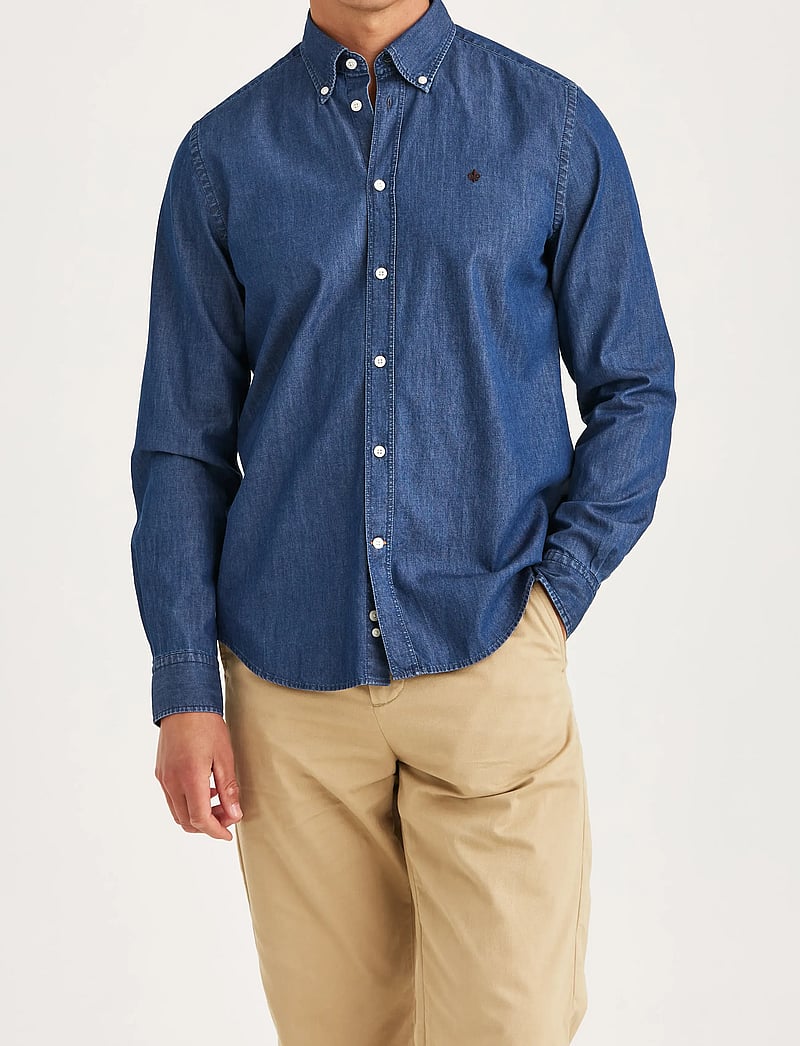 Morris - Light Denim Shirt-Slim Fit - denimowe koszulki - blue - 0