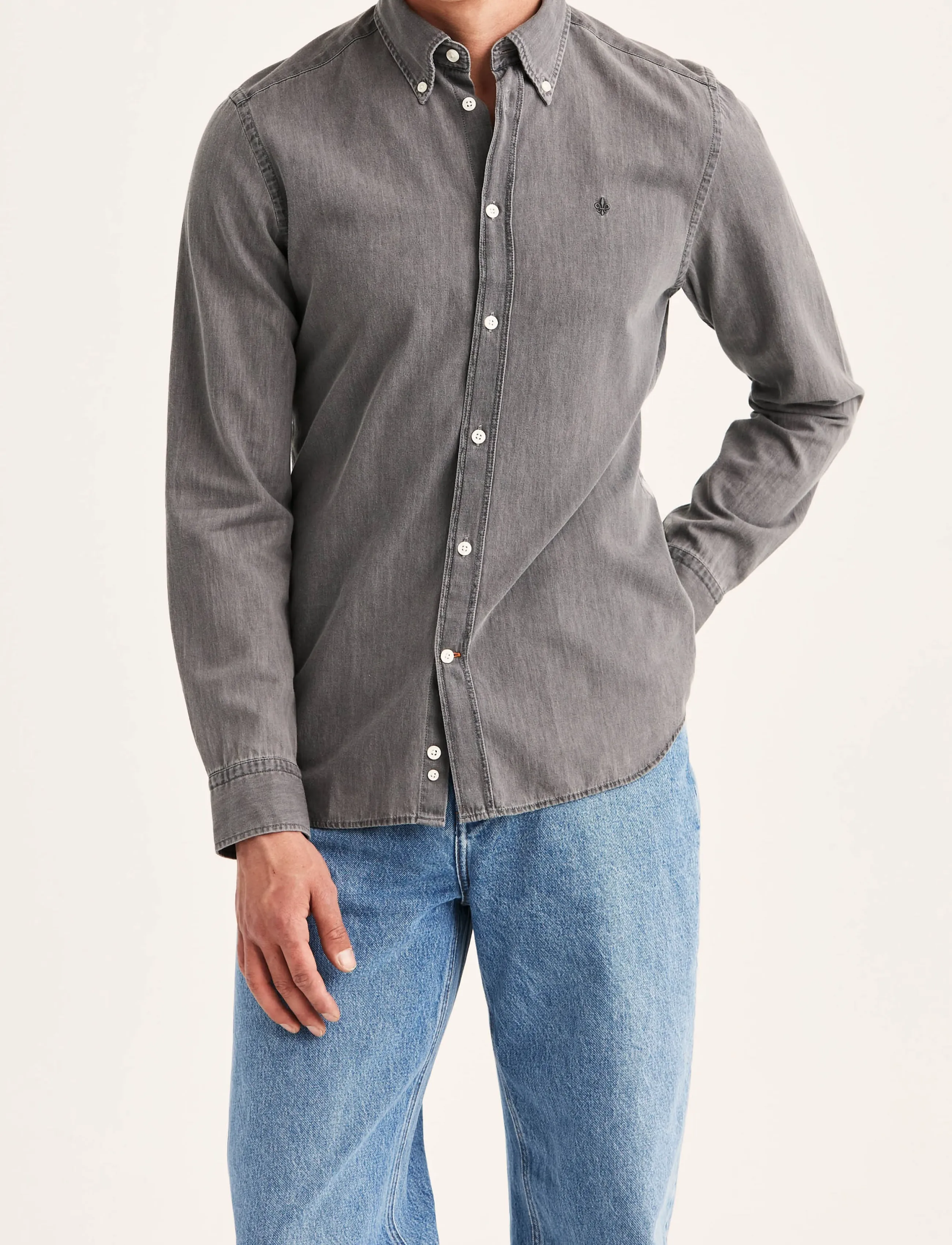 Morris Light Denim Shirt-Slim Fit - Särgid - GREY / grey