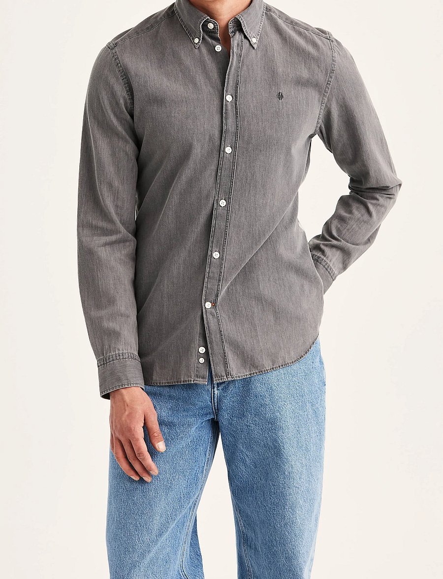 Morris - Light Denim Shirt-Slim Fit - jeanshemden - grey - 0