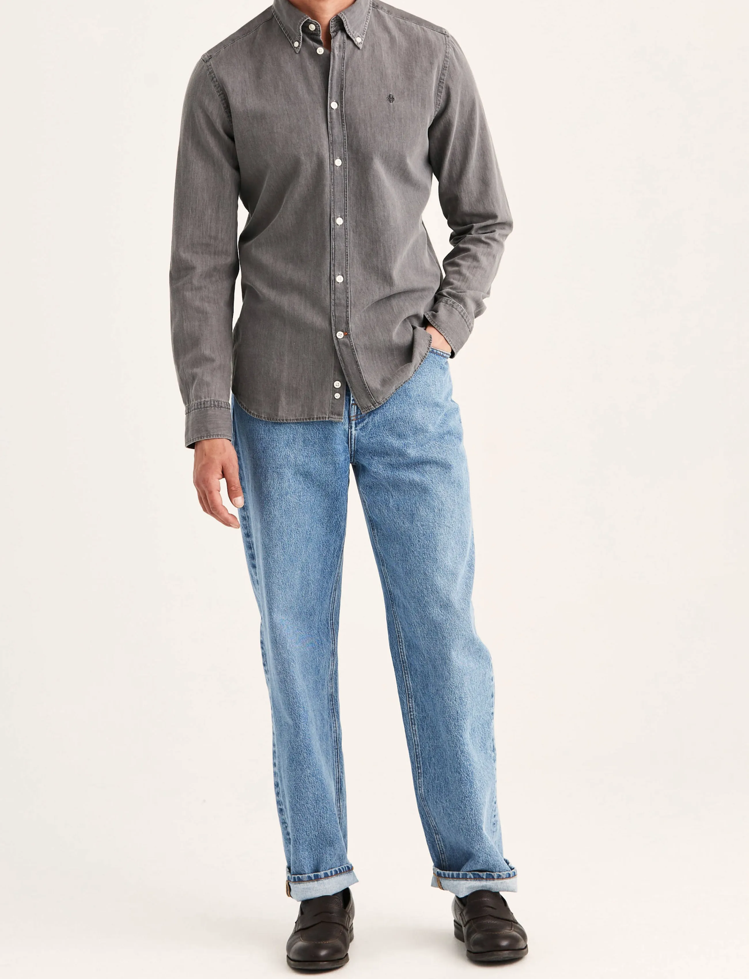 Morris - Light Denim Shirt-Slim Fit - grey - 3