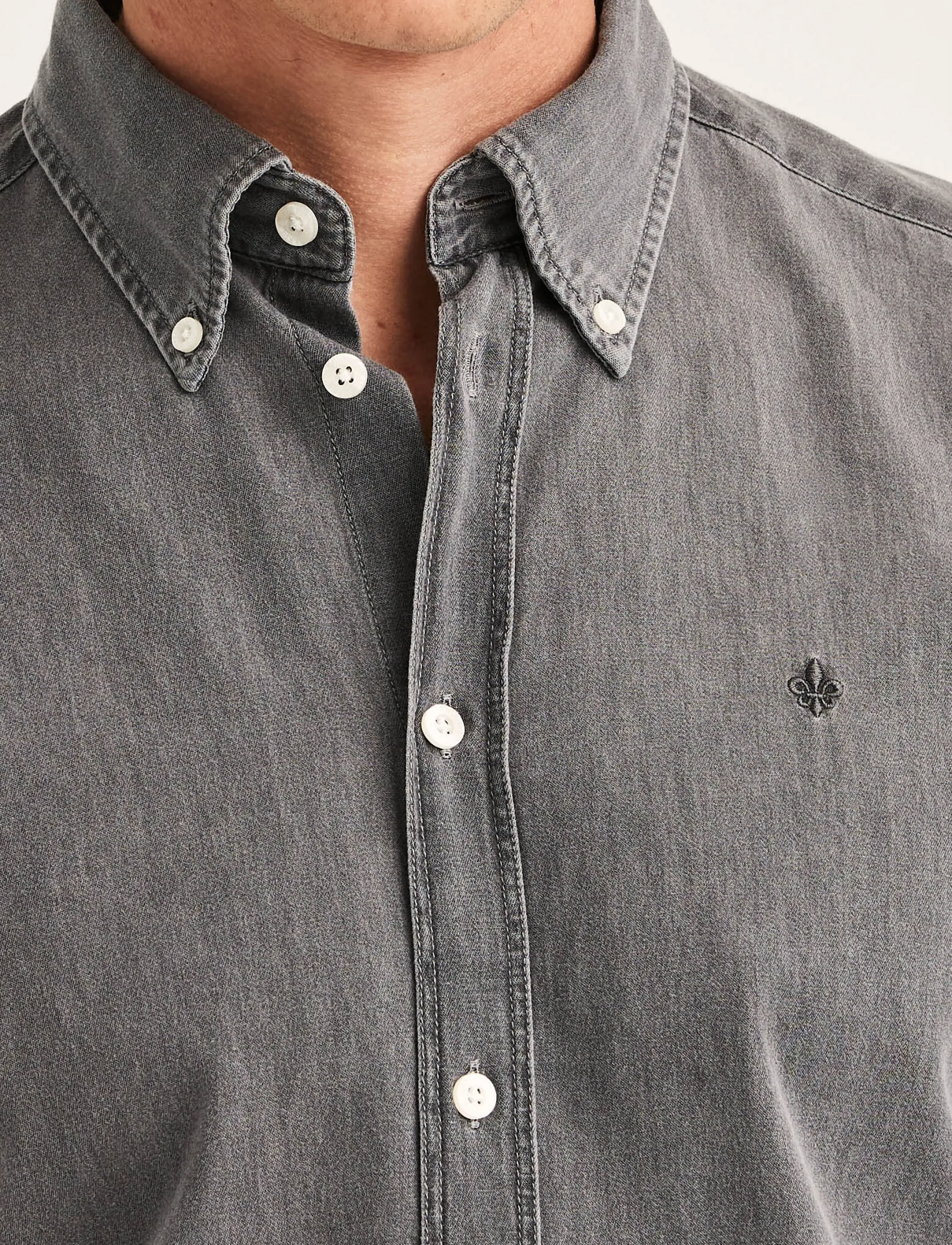 Morris - Light Denim Shirt-Slim Fit - grey - 5