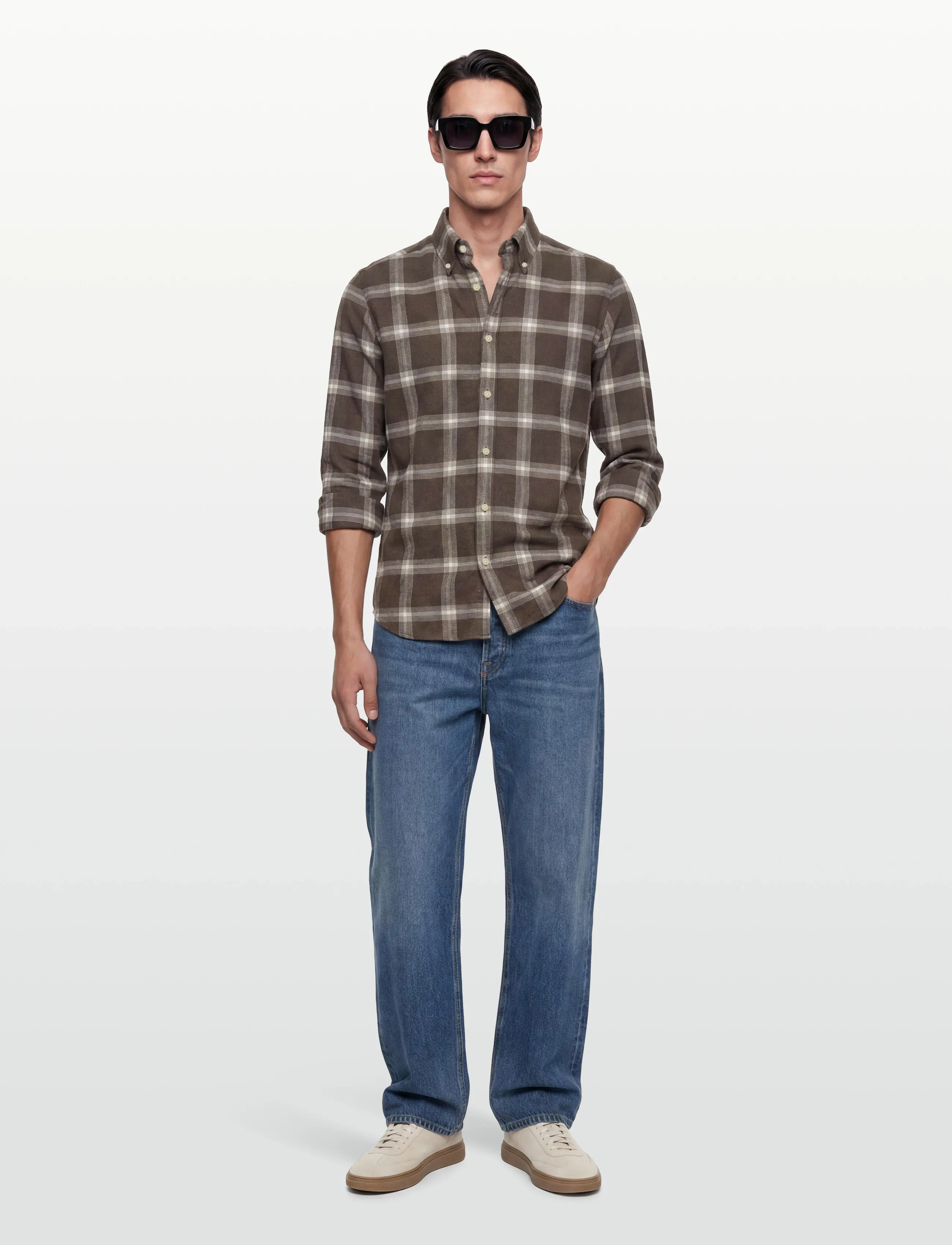 Morris Soft Lama Shirt-Classic Fit, Mænd, Button-Down Skjorte, Brun, Str: S