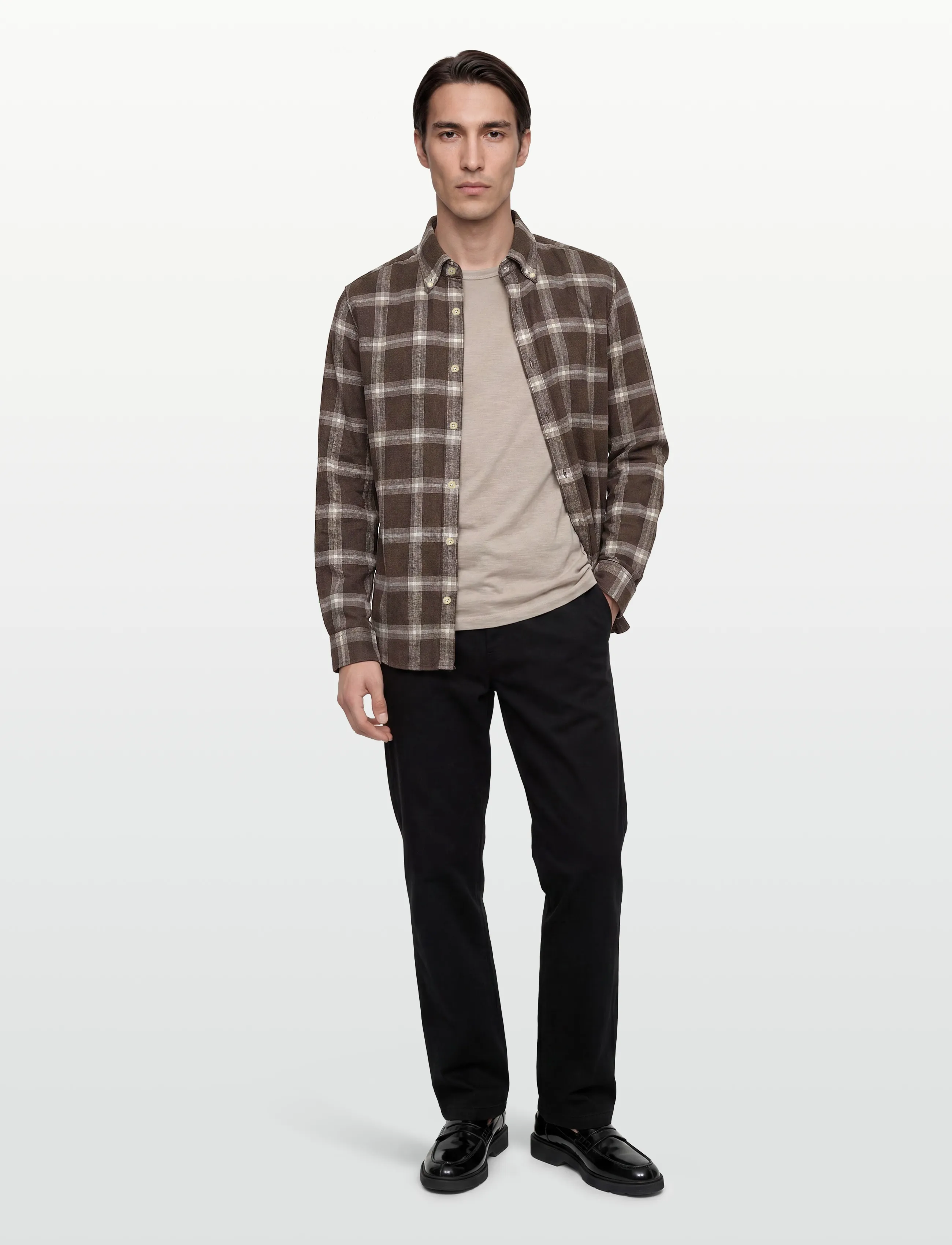 Morris Soft Lama Shirt-Classic Fit - Inspiration - DARK BROWN / brown