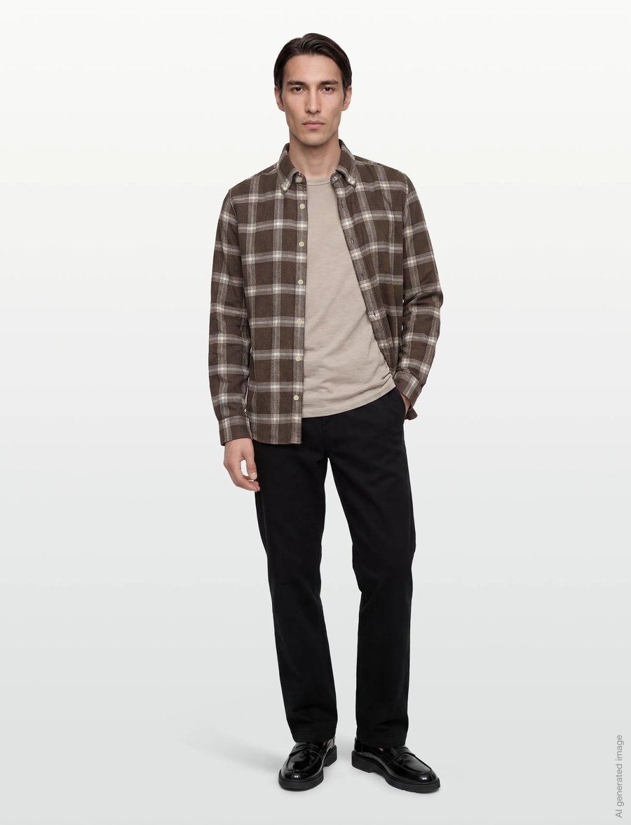 Morris - Soft Lama Shirt-Classic Fit - freizeithemden - dark brown - 0