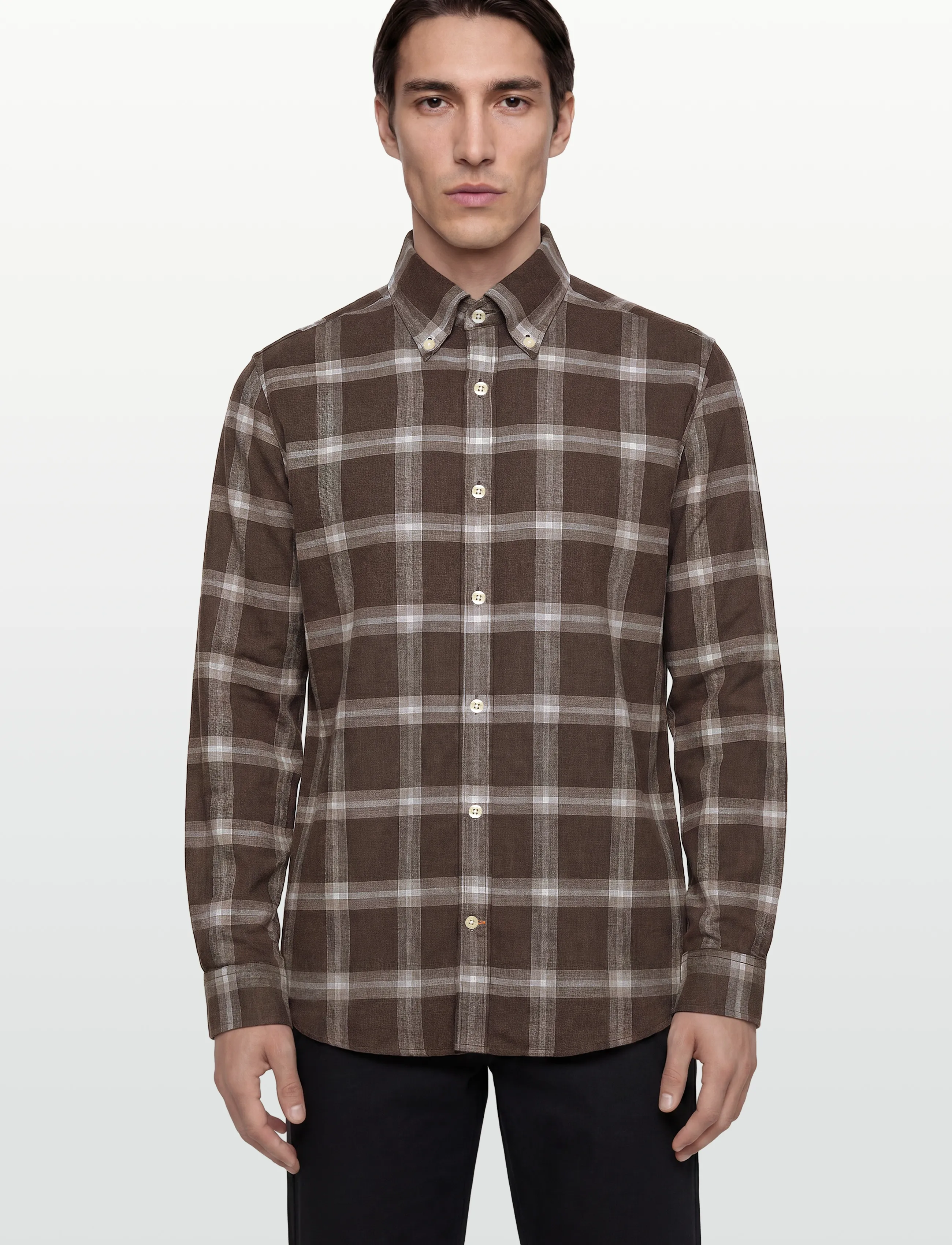 Morris - Soft Lama Shirt-Classic Fit - avslappede skjorter - dark brown - 3