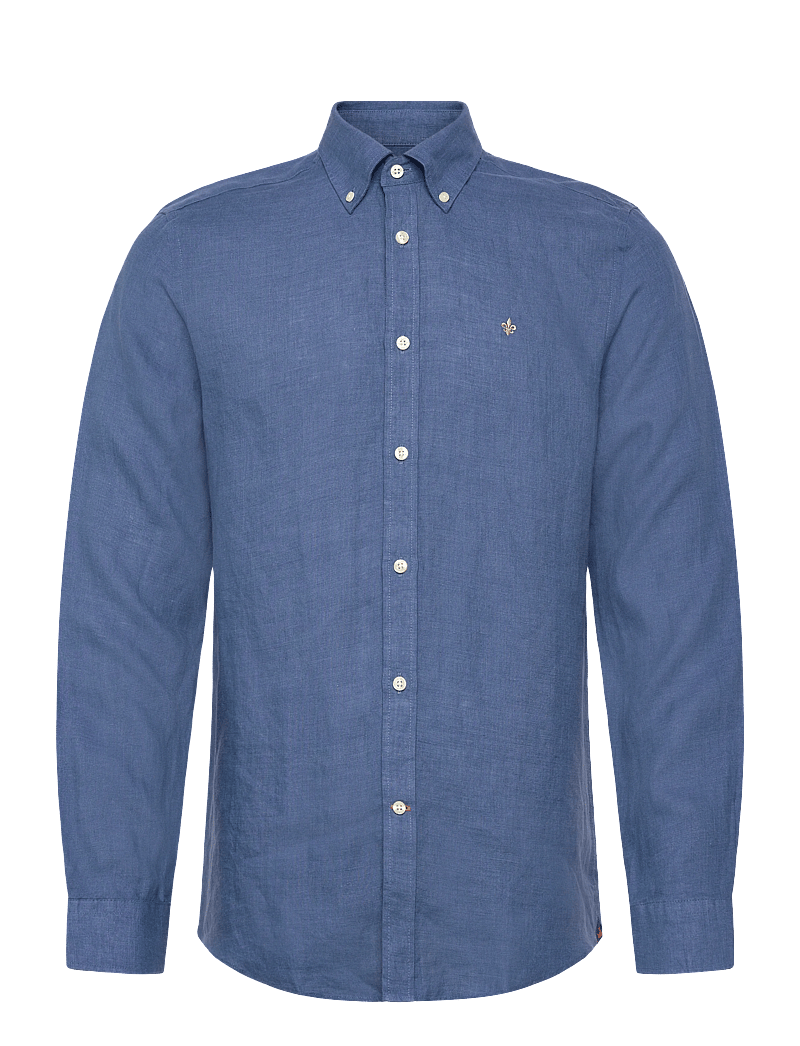 Morris - Douglas Linen Shirt-Classic Fit - hørskjorter - blue - 1