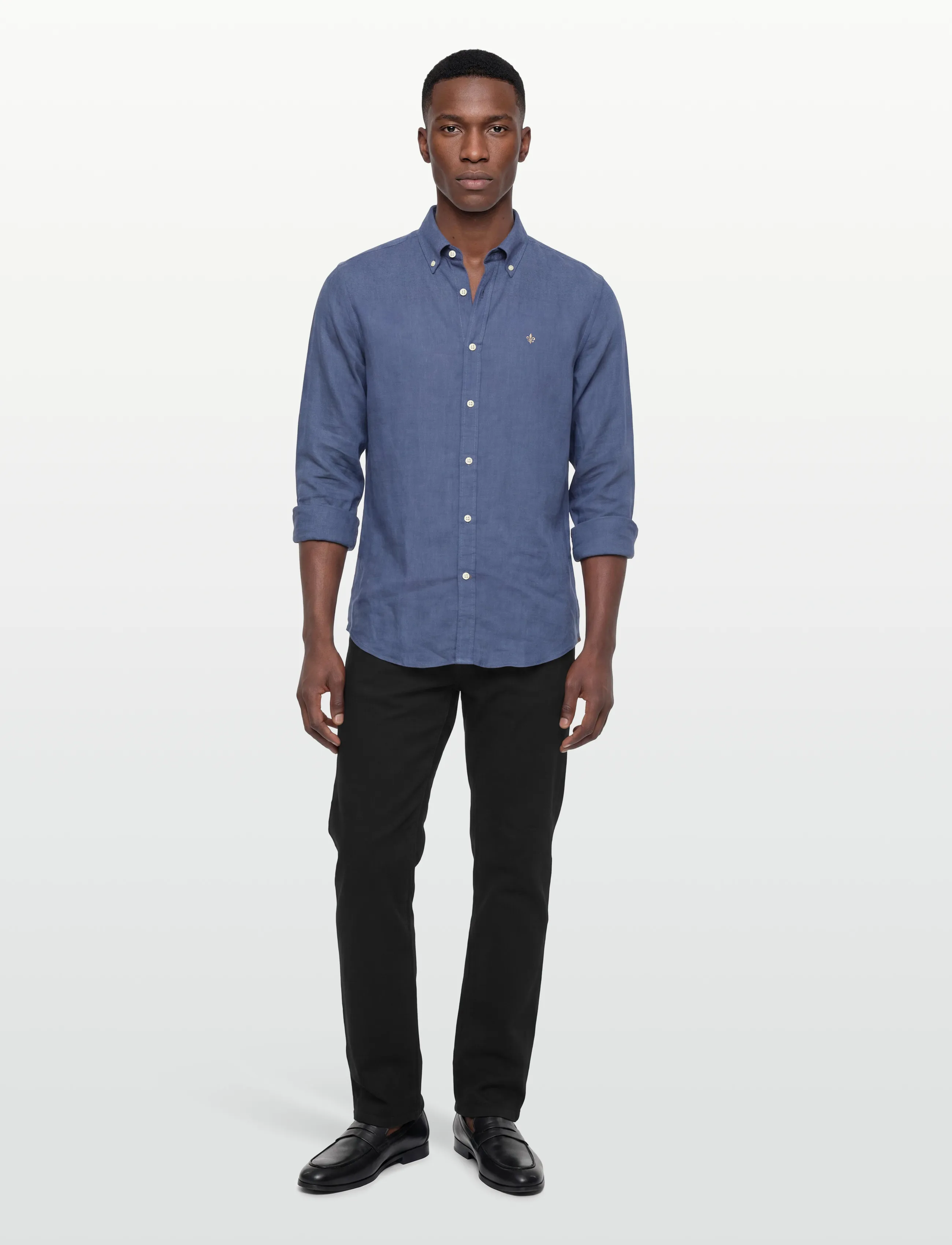 Morris Douglas Linen Shirt-Classic Fit, XL, Shirts, Blau - Männerswear