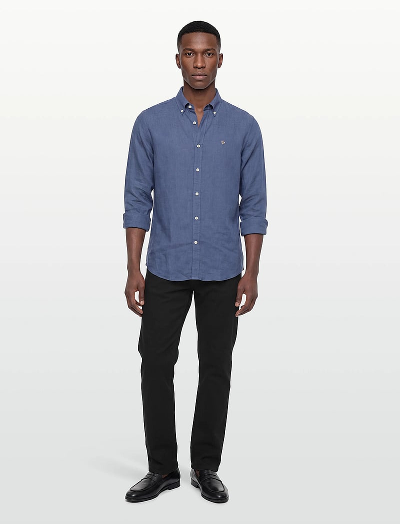 Morris - Douglas Linen Shirt-Classic Fit - hørskjorter - blue - 0