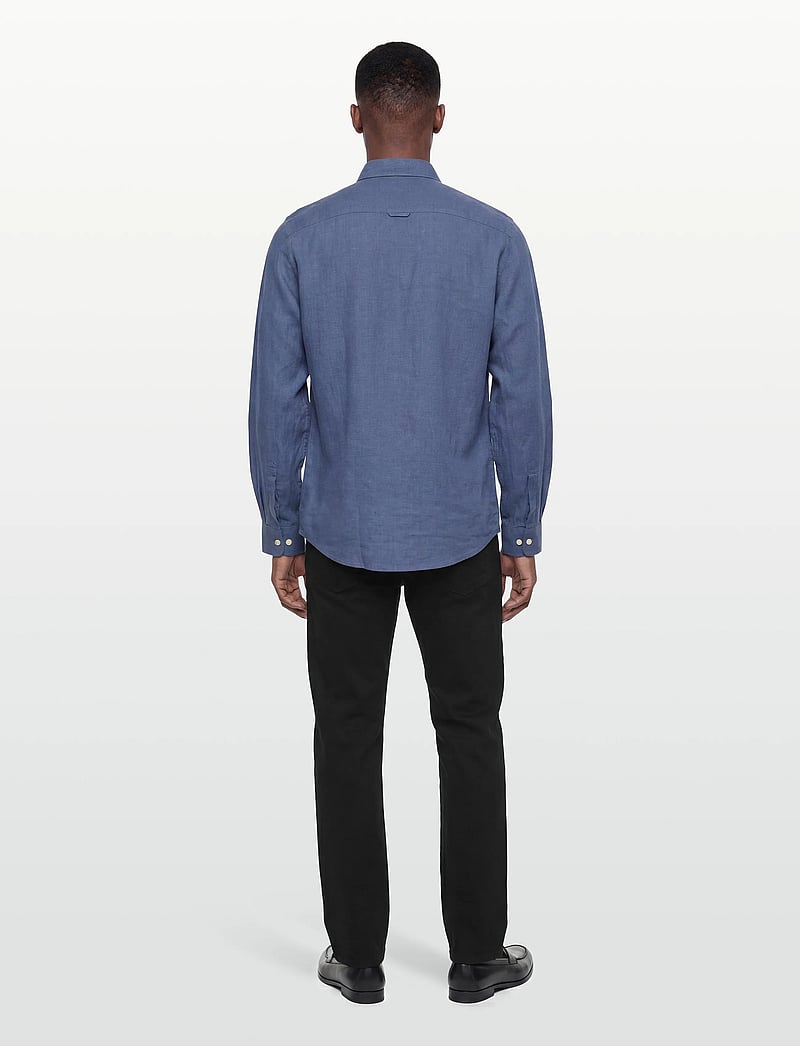 Morris - Douglas Linen Shirt-Classic Fit - hørskjorter - blue - 4