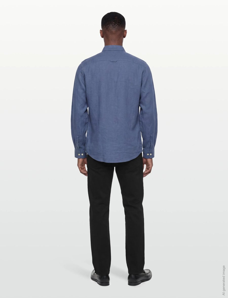 Morris - Douglas Linen Shirt-Classic Fit - linen shirts - blue - 4