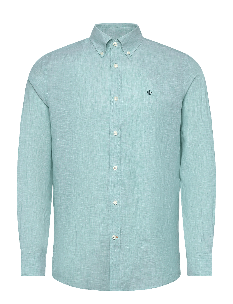 Morris - Douglas Linen Shirt-Classic Fit - hørskjorter - green - 1