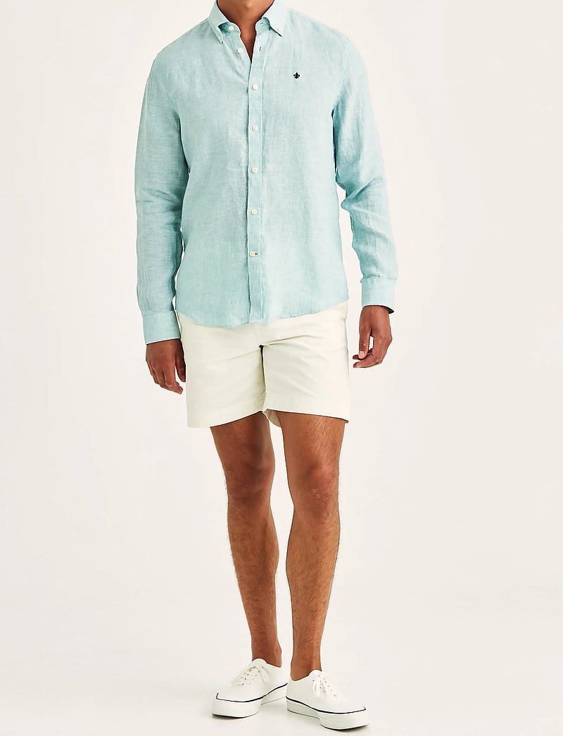 Morris - Douglas Linen Shirt-Classic Fit - hørskjorter - green - 3