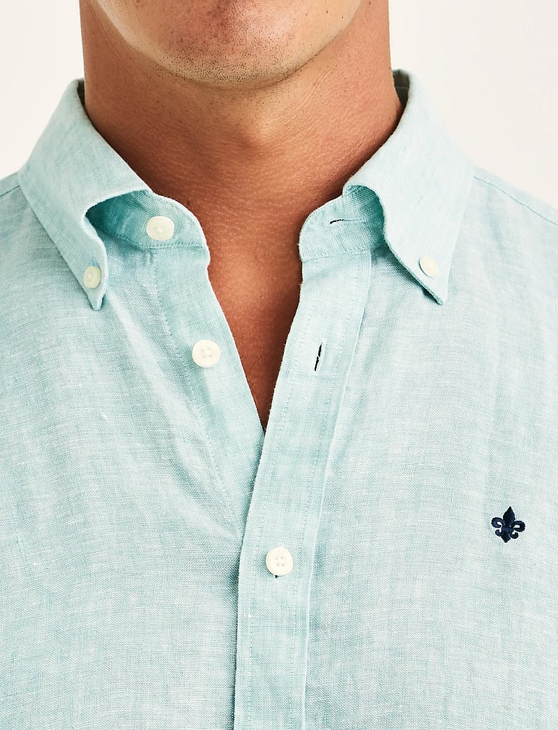 Morris - Douglas Linen Shirt-Classic Fit - hørskjorter - green - 5