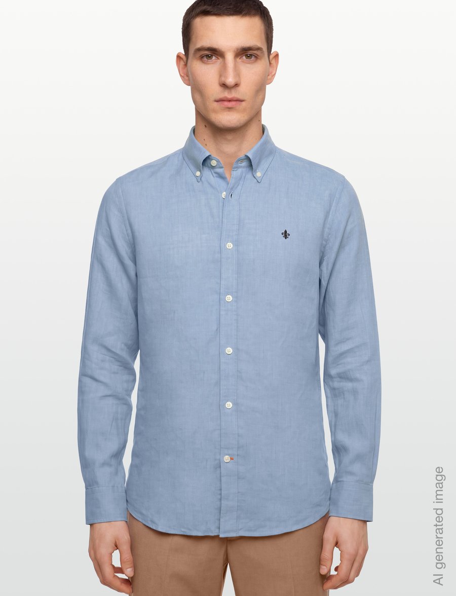 Morris - Douglas Linen Shirt-Classic Fit - linen shirts - light blue - 3