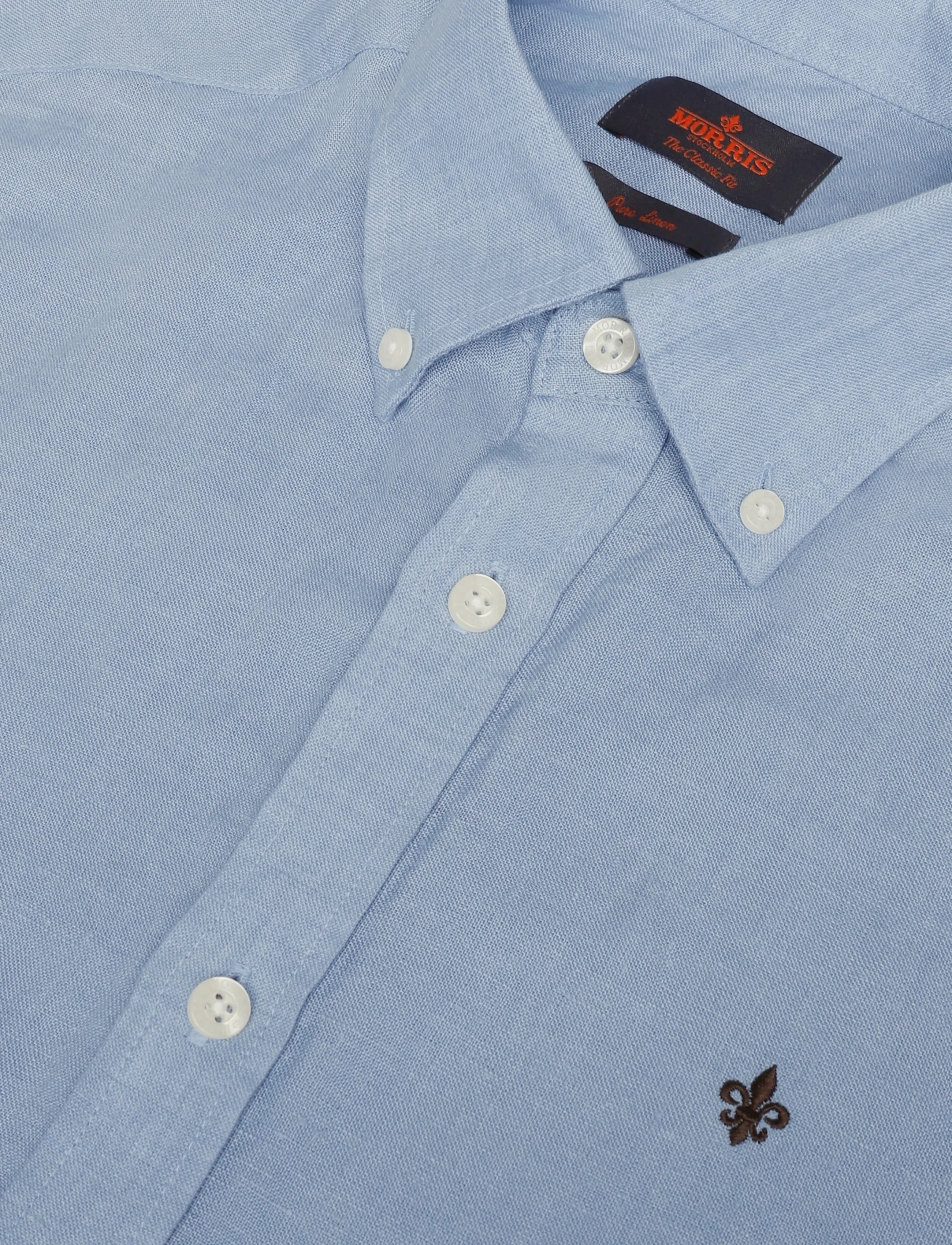 Morris - Douglas Linen Shirt-Classic Fit - linen shirts - light blue - 5